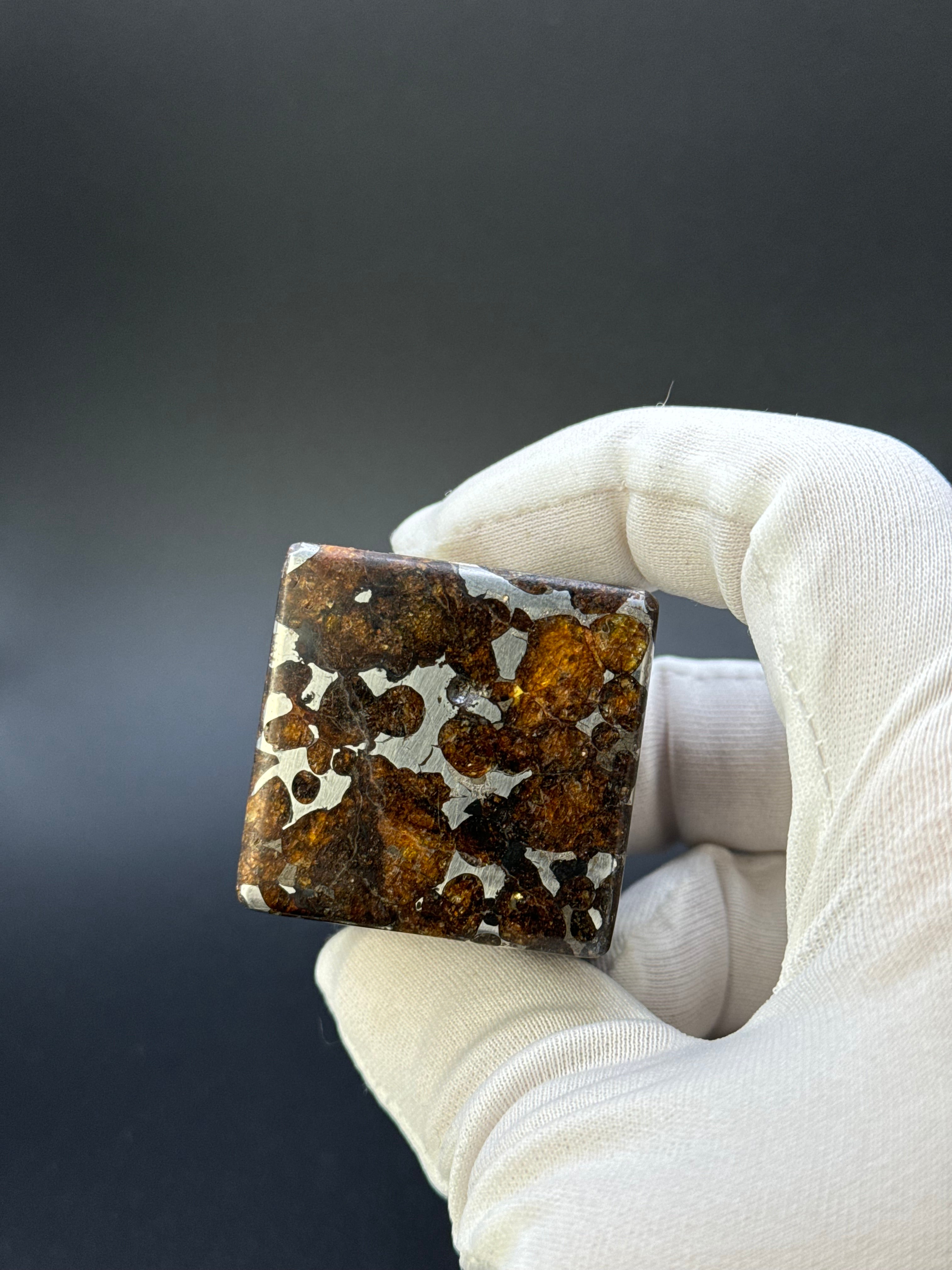SERICHO PALLASITE METEORITE CUBE, KENYA. 224 GRAMS.