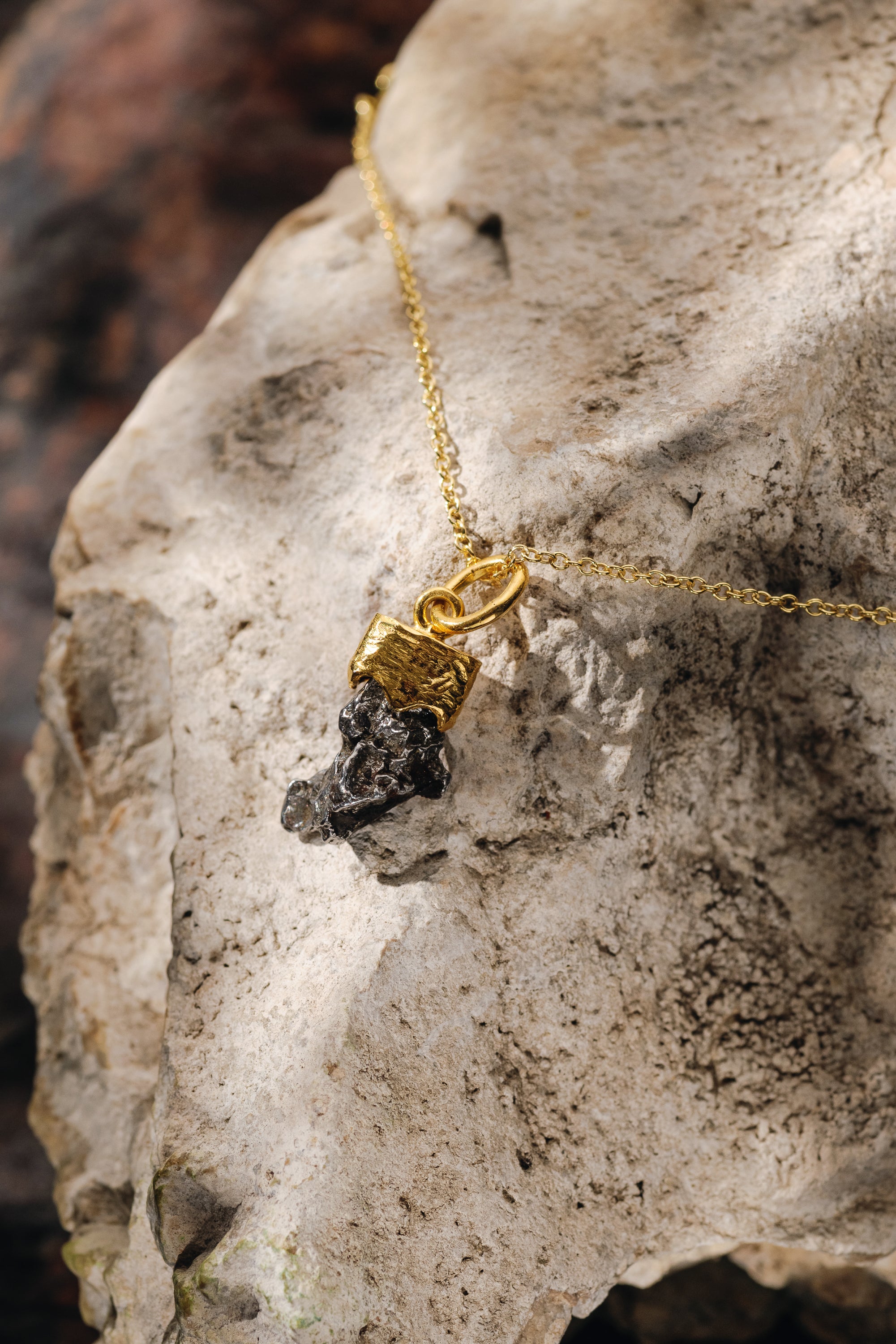 CAMPO DEL CIELO METEORITE, PENDANT, 18K GOLD PLATED