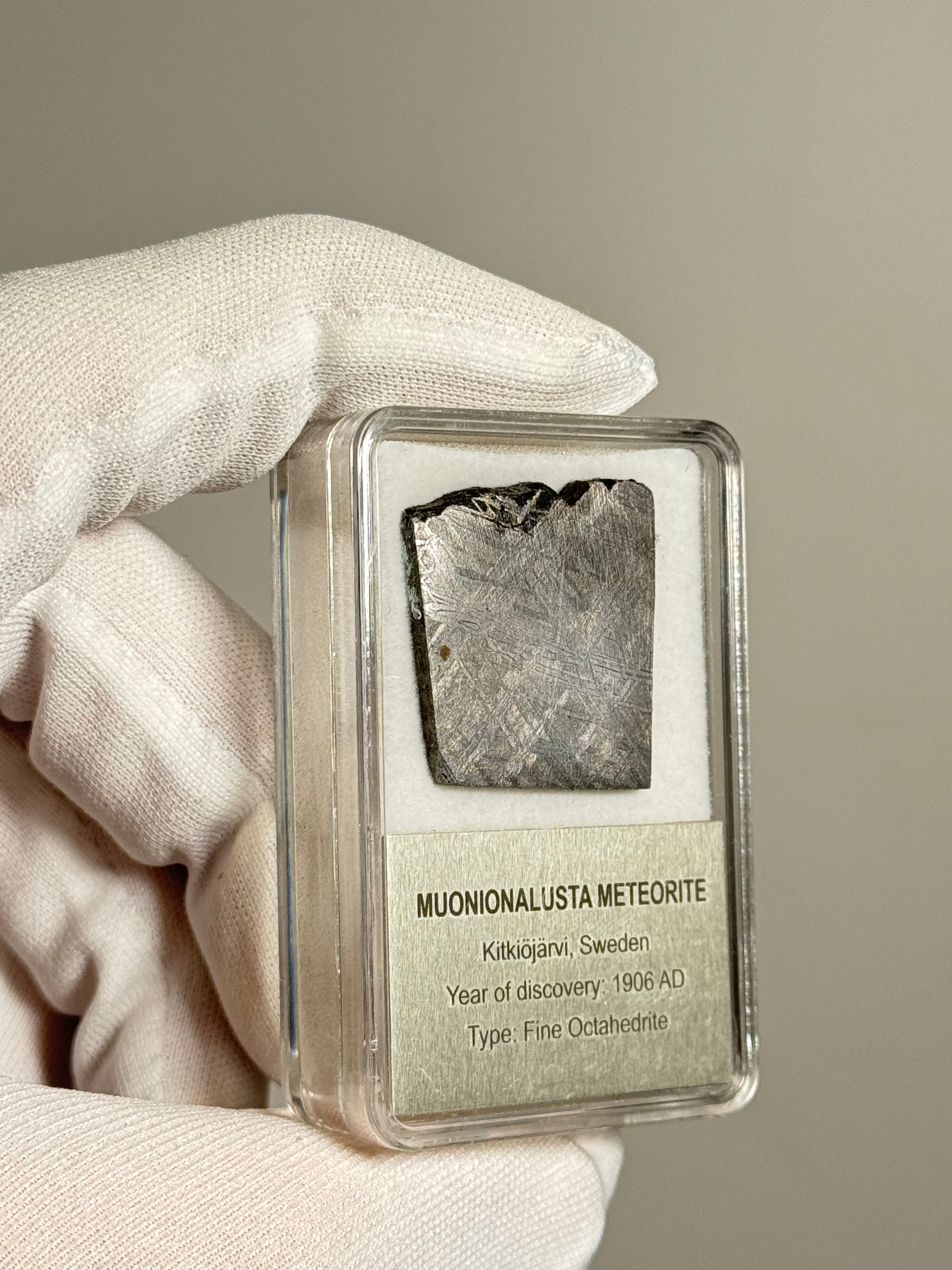 MUONIONALUSTA METEORITE IN DISPLAY BOX. 13,11 GRAMS