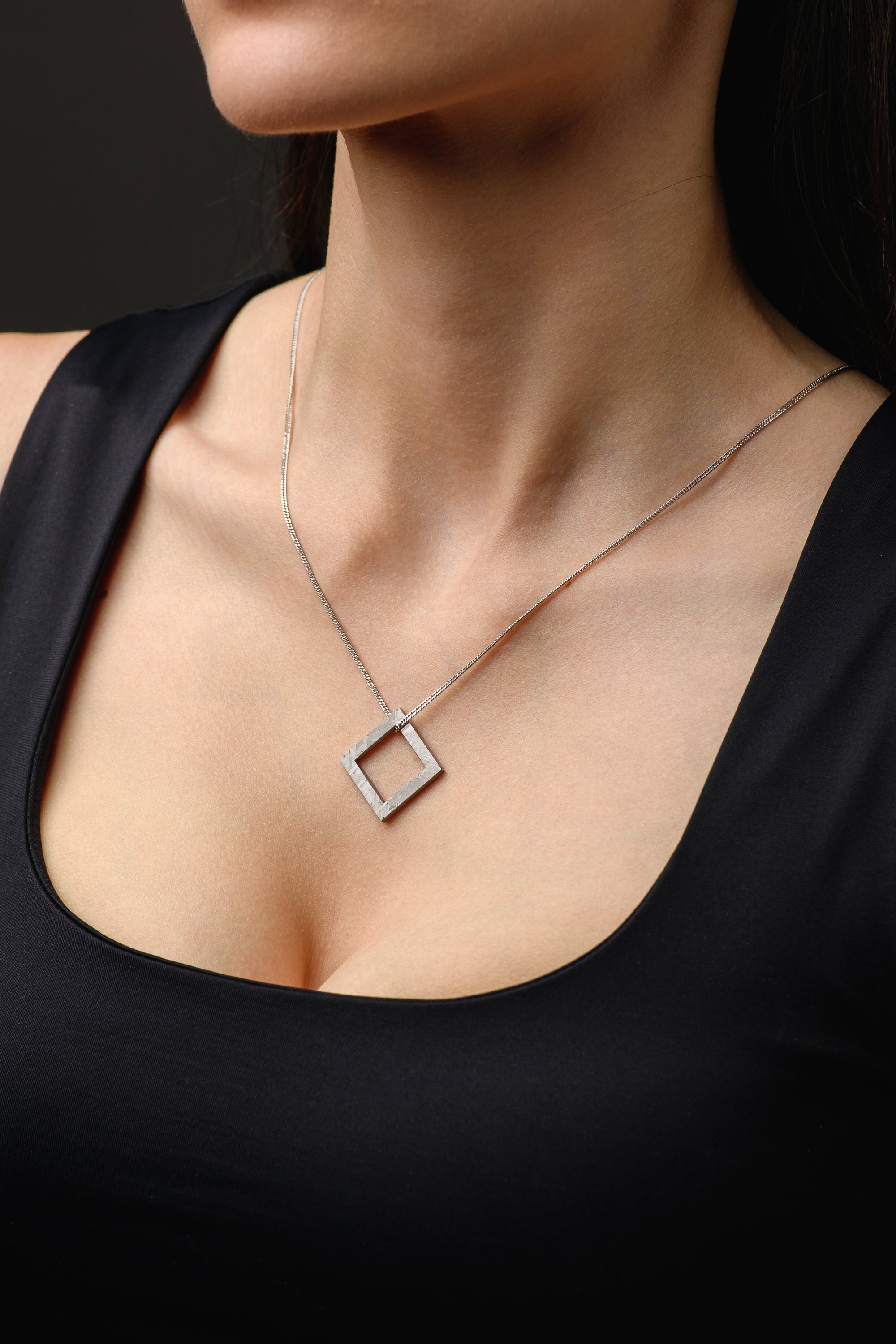 MUONIONALUSTA METEORITE SQUARE PENDANT