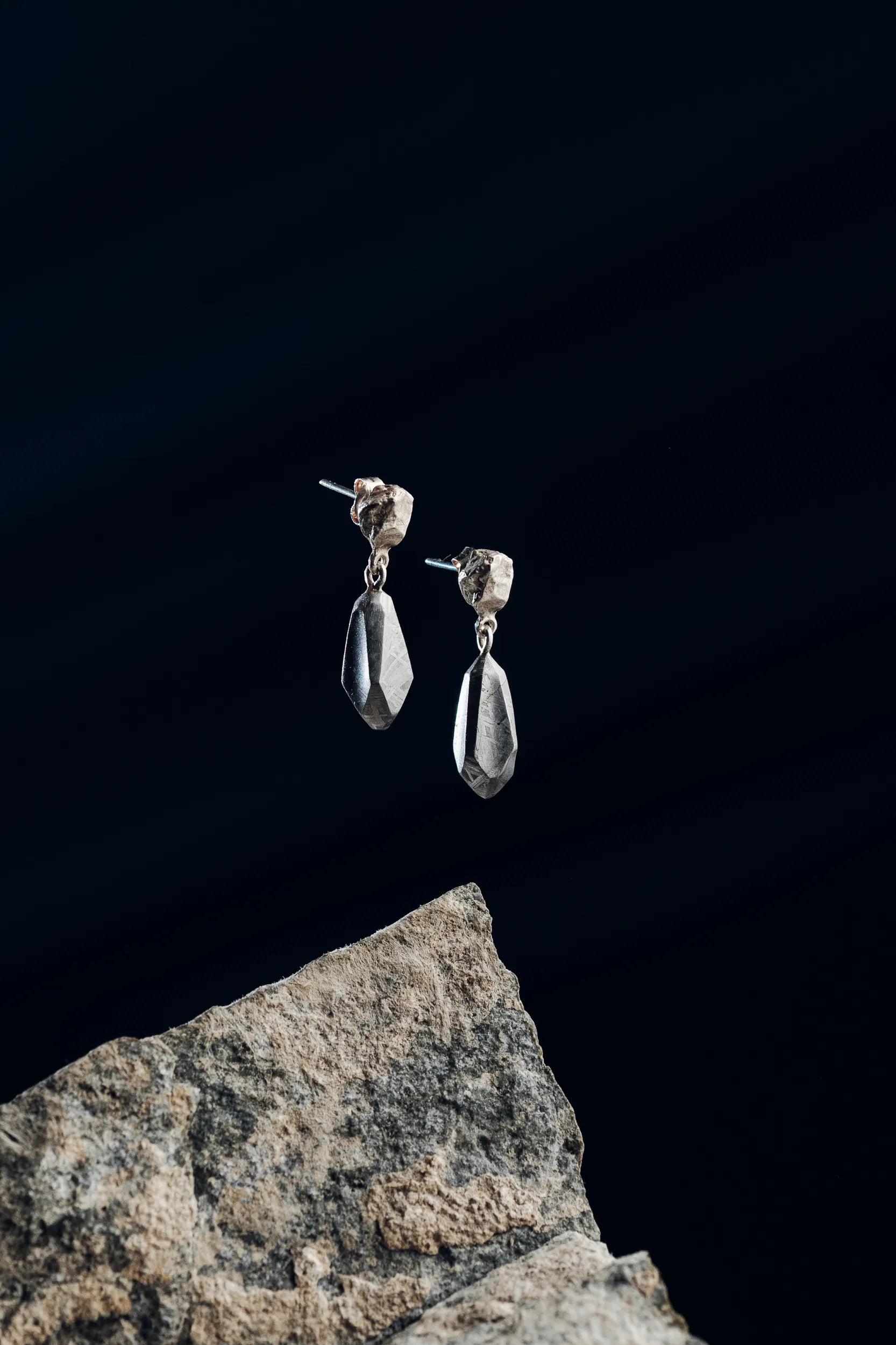 MUONIONALUSTA METEORITE ECLIPSE DROP EARRINGS