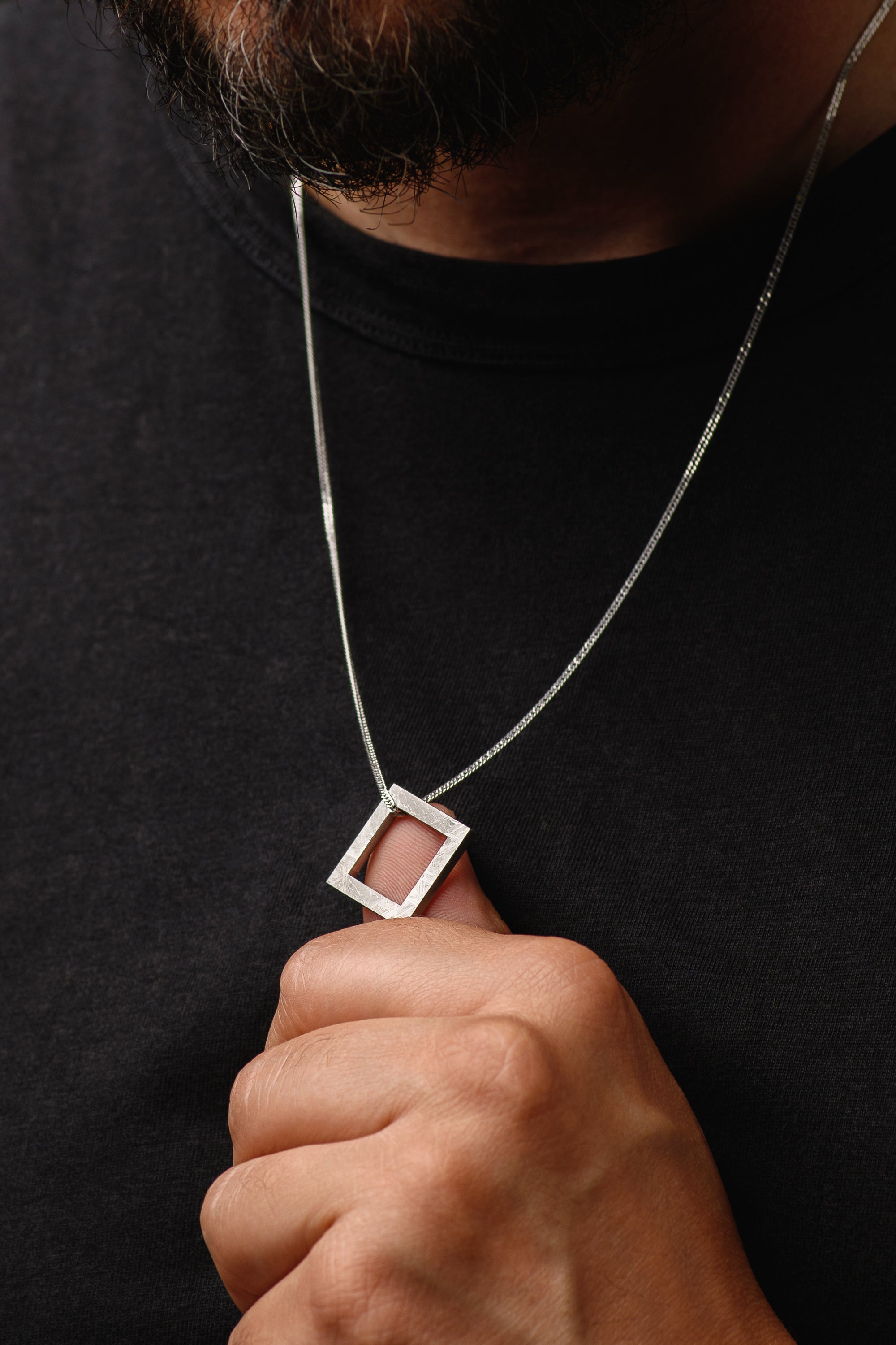 MUONIONALUSTA METEORITE SQUARE PENDANT