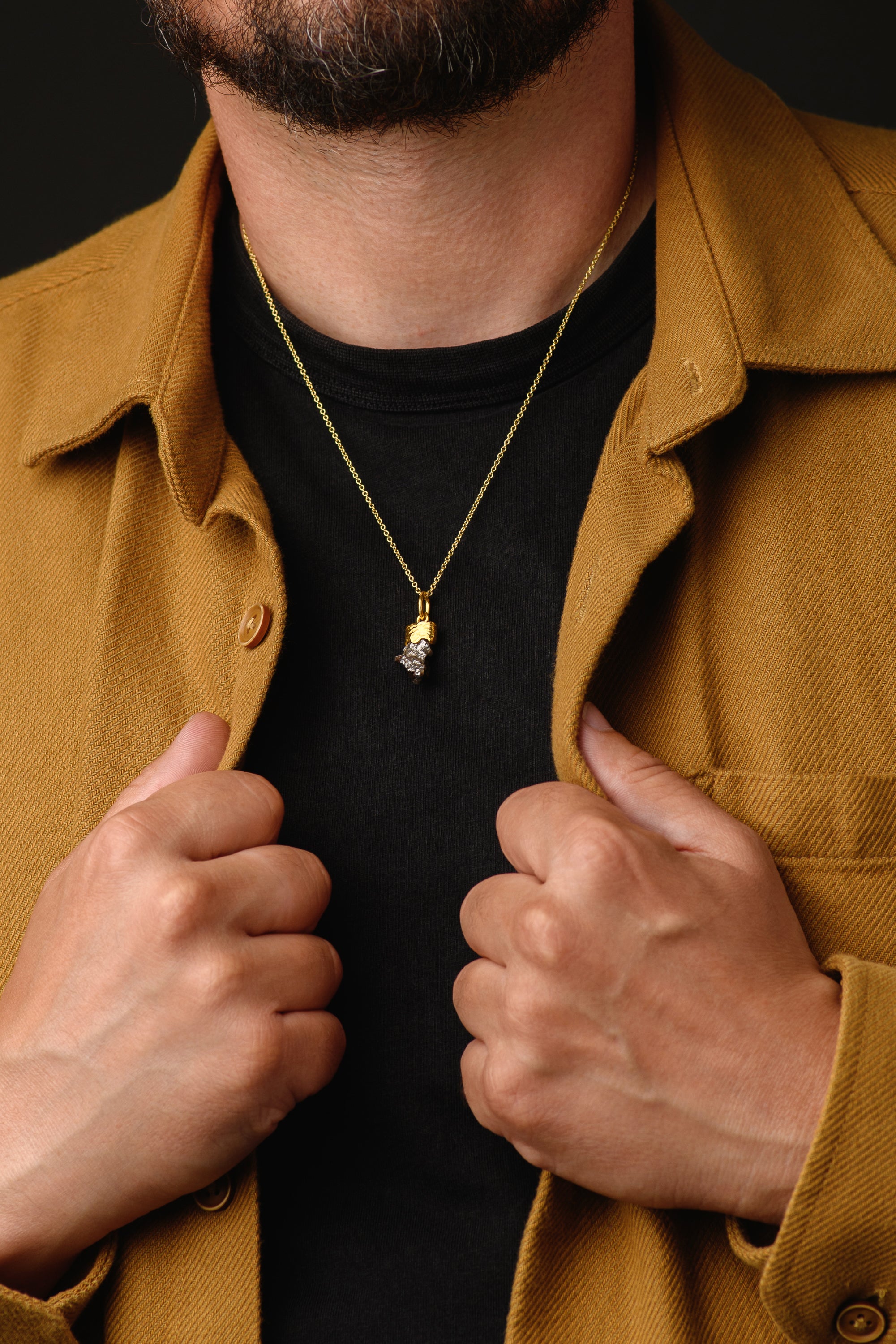 CAMPO DEL CIELO METEORITE, PENDANT, 18K GOLD PLATED
