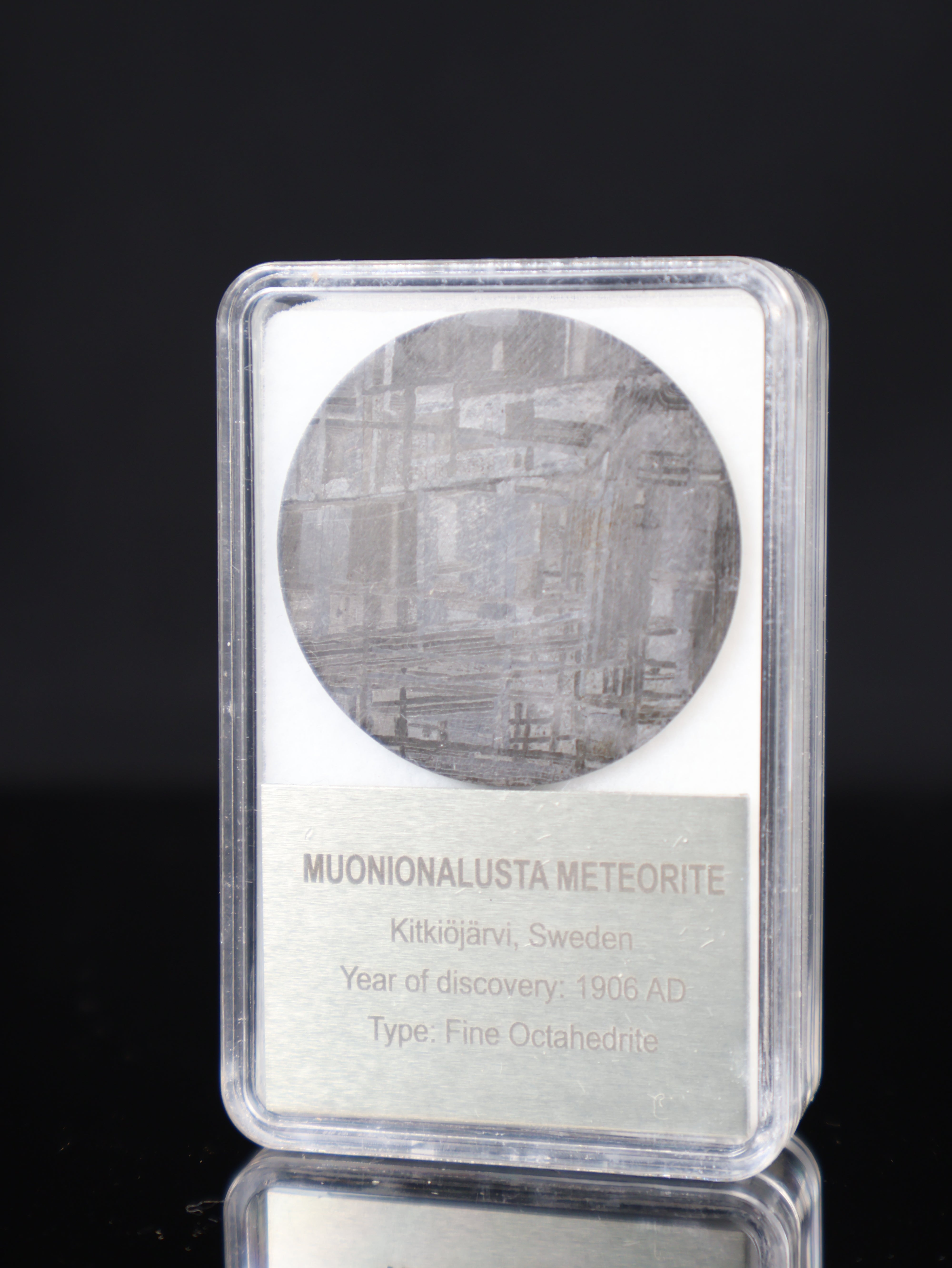 MUONIONALUSTA METEORITE, SWEDEN. DISPLAY BOX.
