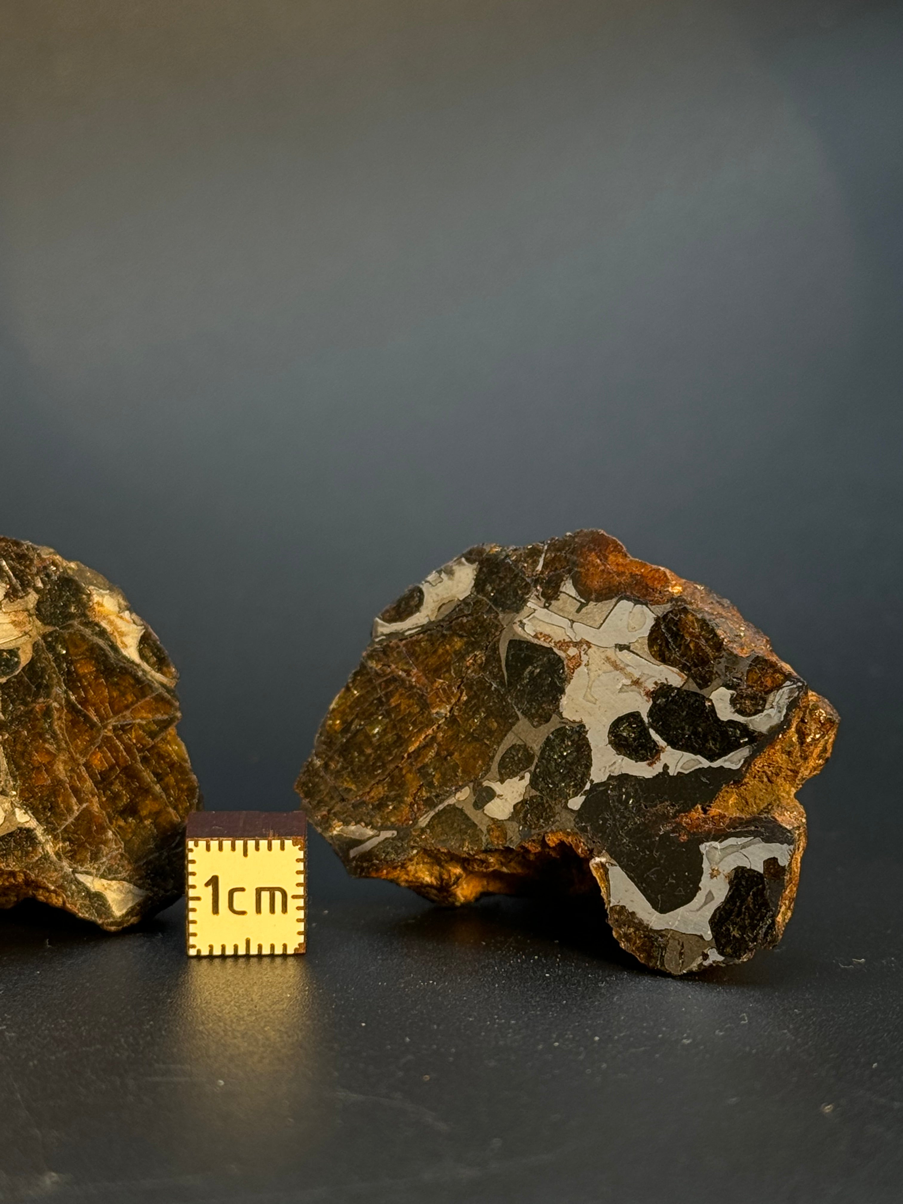FULL SERICHO METEORITE FROM KENYA, IN TWO HALVES. TOTAL WEIGHT: 121,35 GRAMS.
