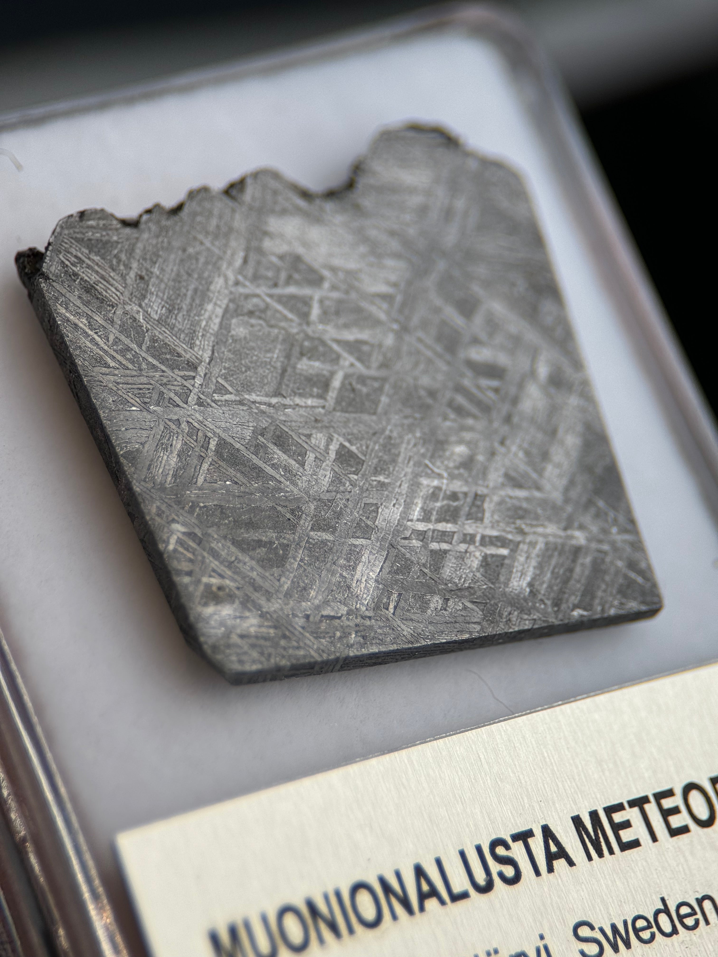 MUONIONALUSTA METEORITE, SWEDEN. DISPLAY BOX. 8,2 GRAMS.