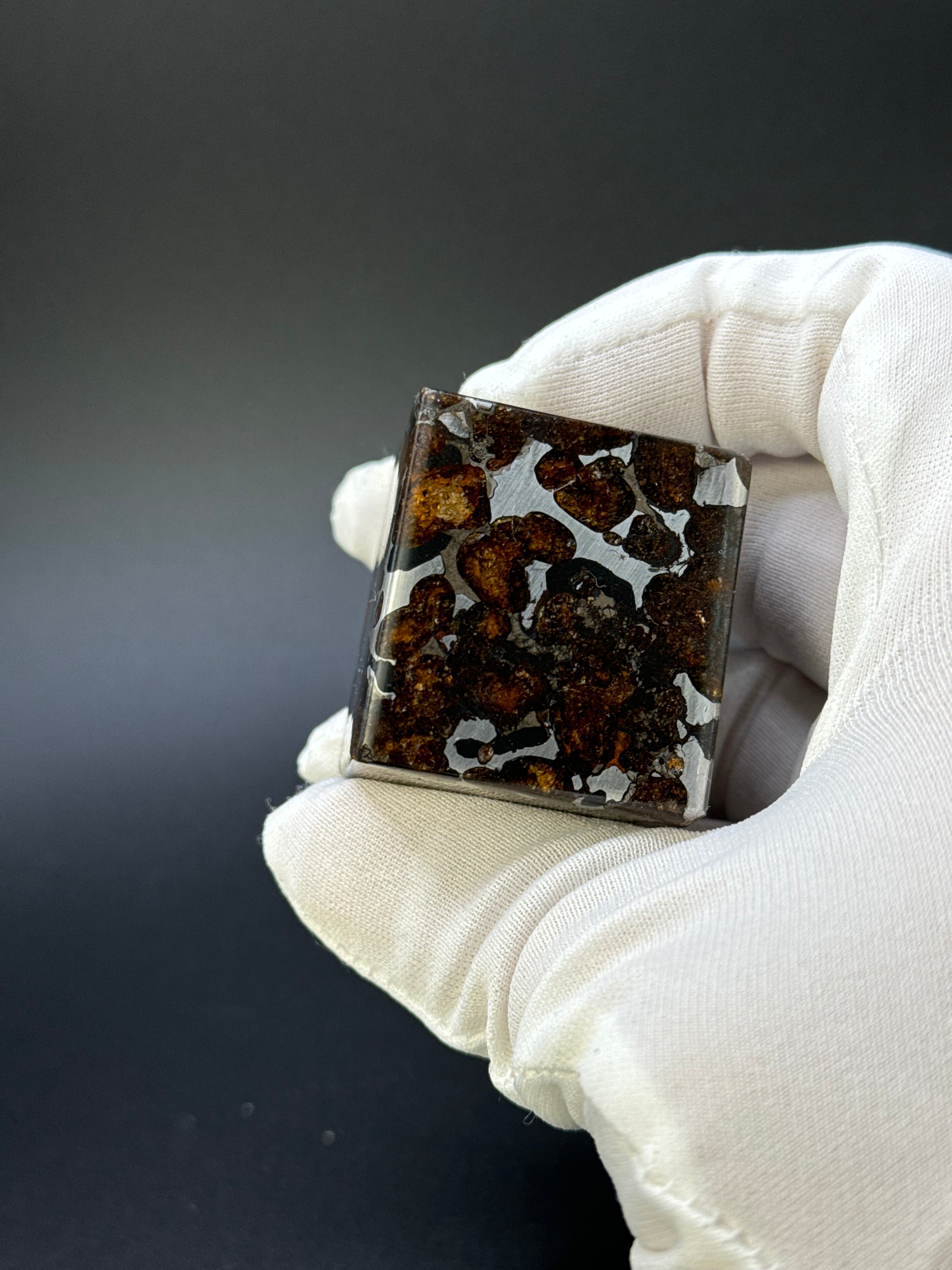 SERICHO PALLASITE METEORITE CUBE, KENYA. 178 GRAMS.
