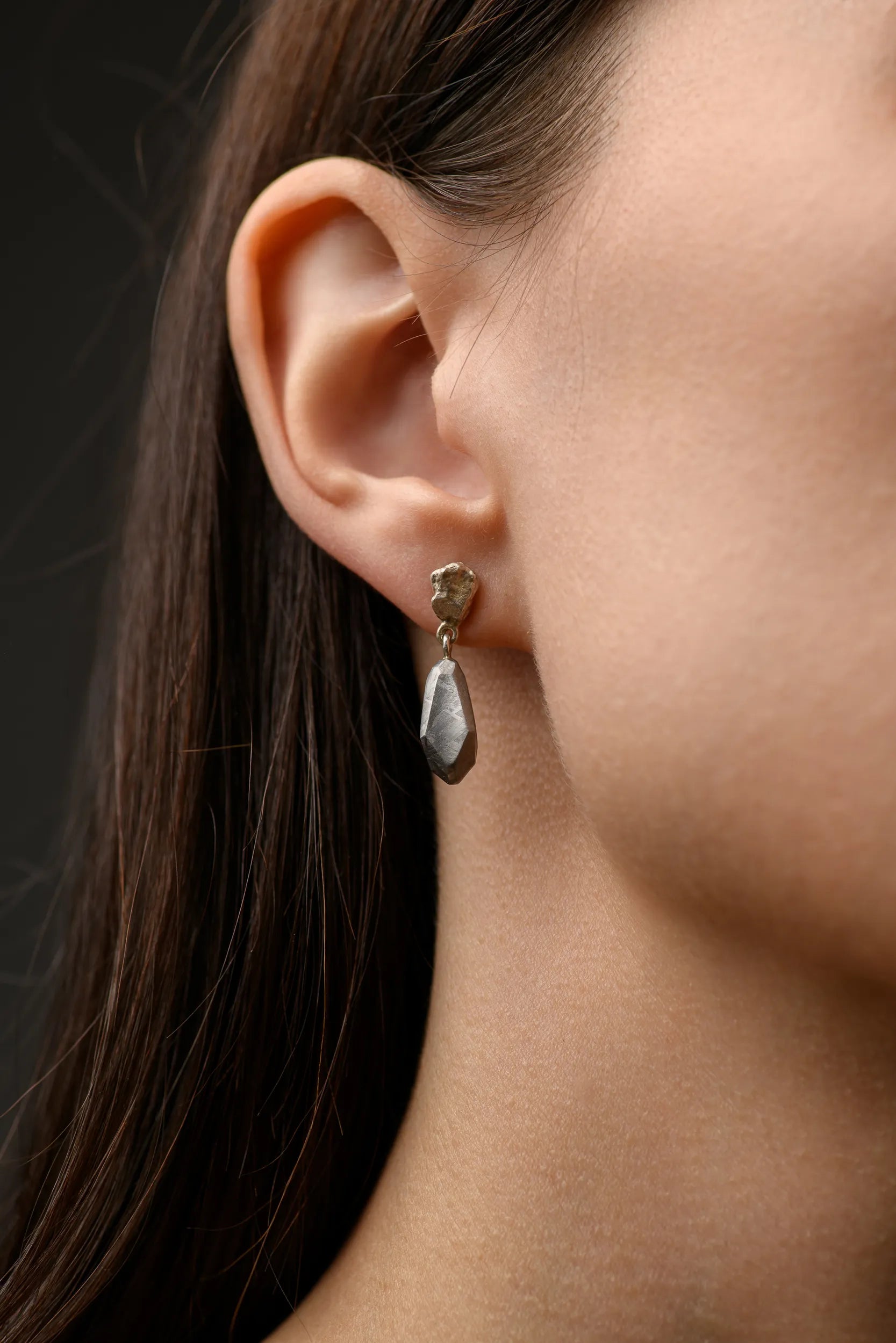 MUONIONALUSTA METEORITE ECLIPSE DROP EARRINGS
