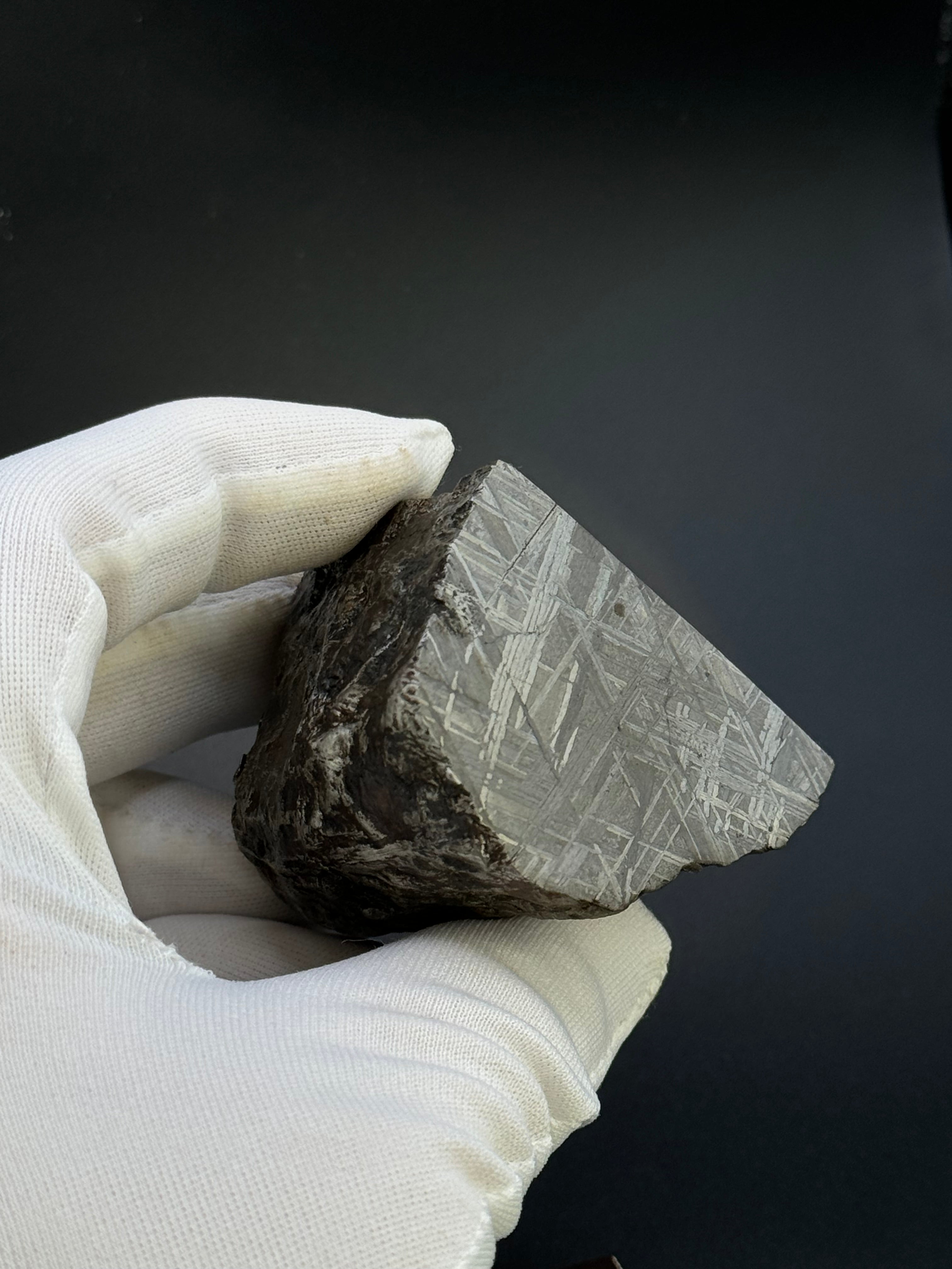 MUONIONALUSTA METEORITE, SWEDEN. 487 GRAMS END-CUT.