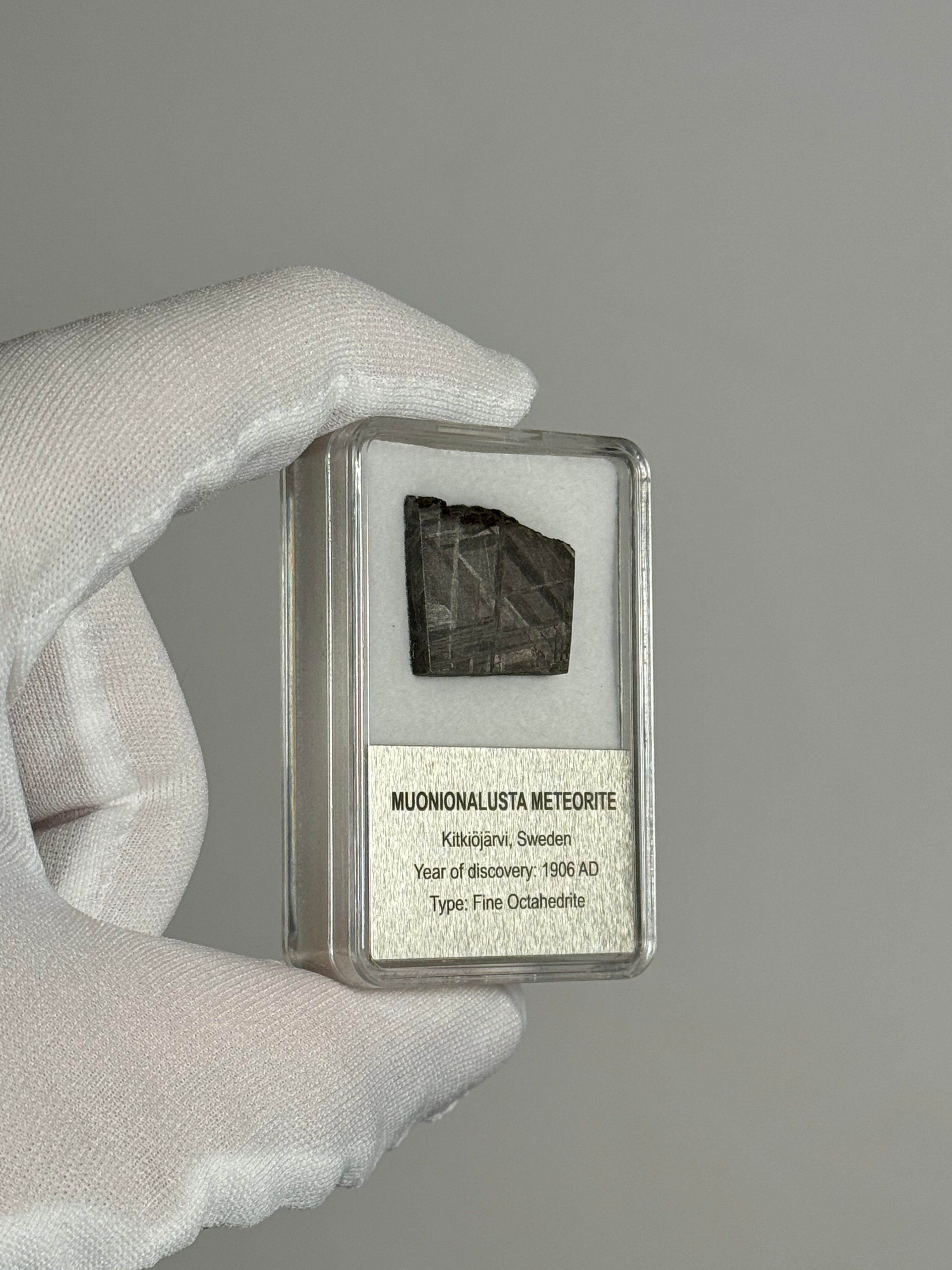 MUONIONALUSTA METEORITE, SWEDEN. DISPLAY BOX. 9,3 GRAMS.
