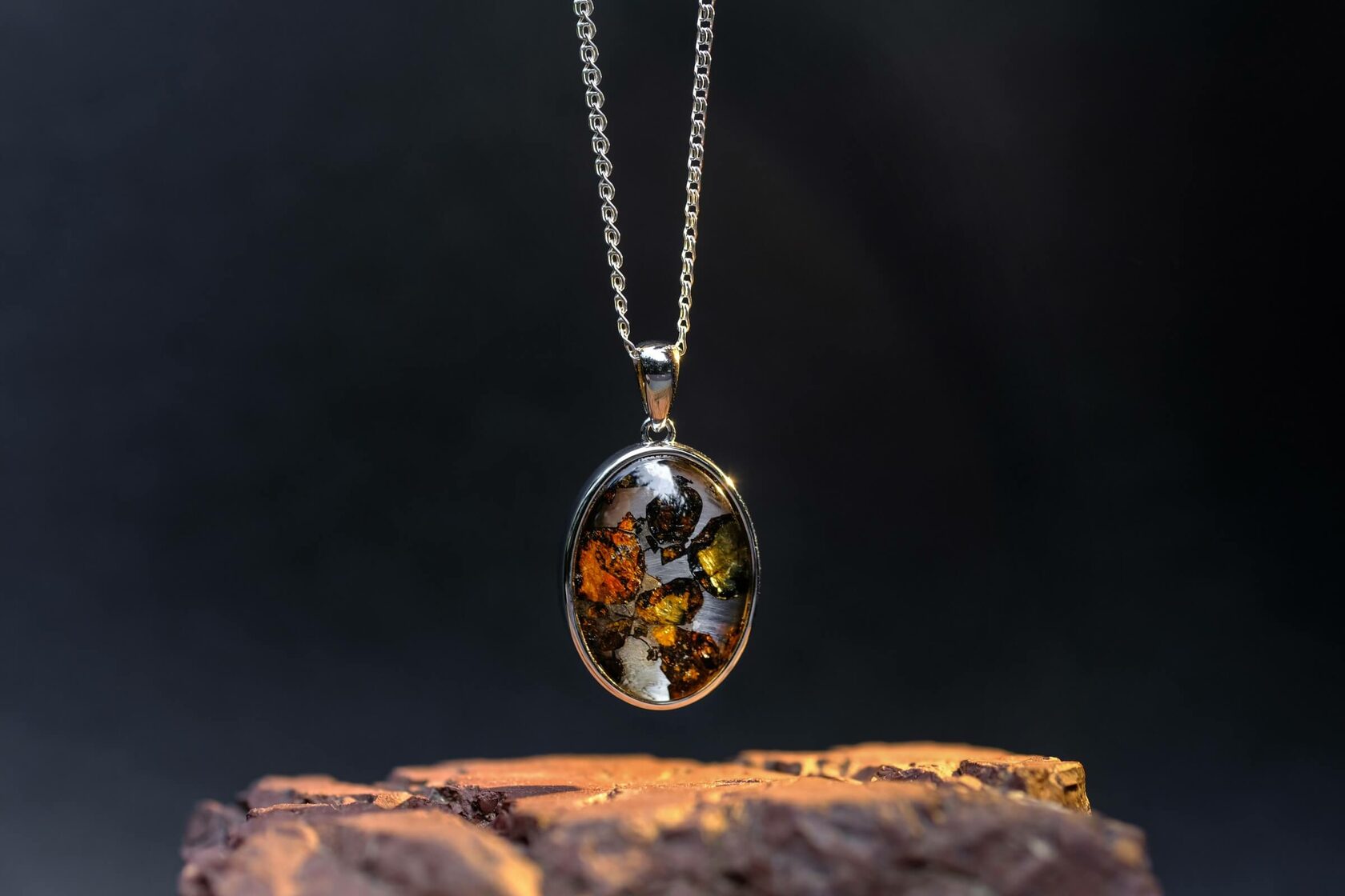 Sericho Meteorite Oval pendant