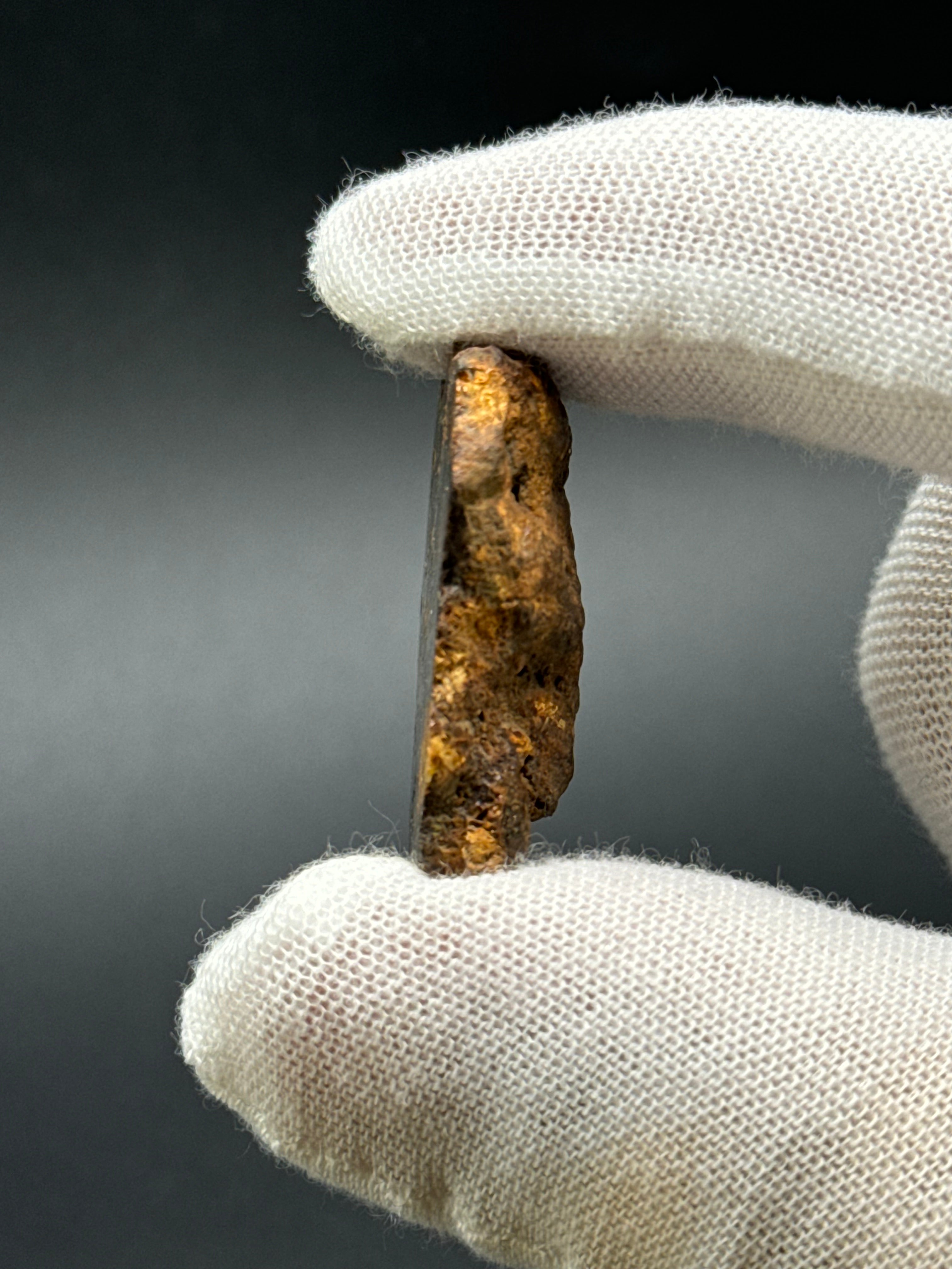 SERICHO PALLASITE METEORITE, KENYA. 15,93 GRAMS END-CUT.