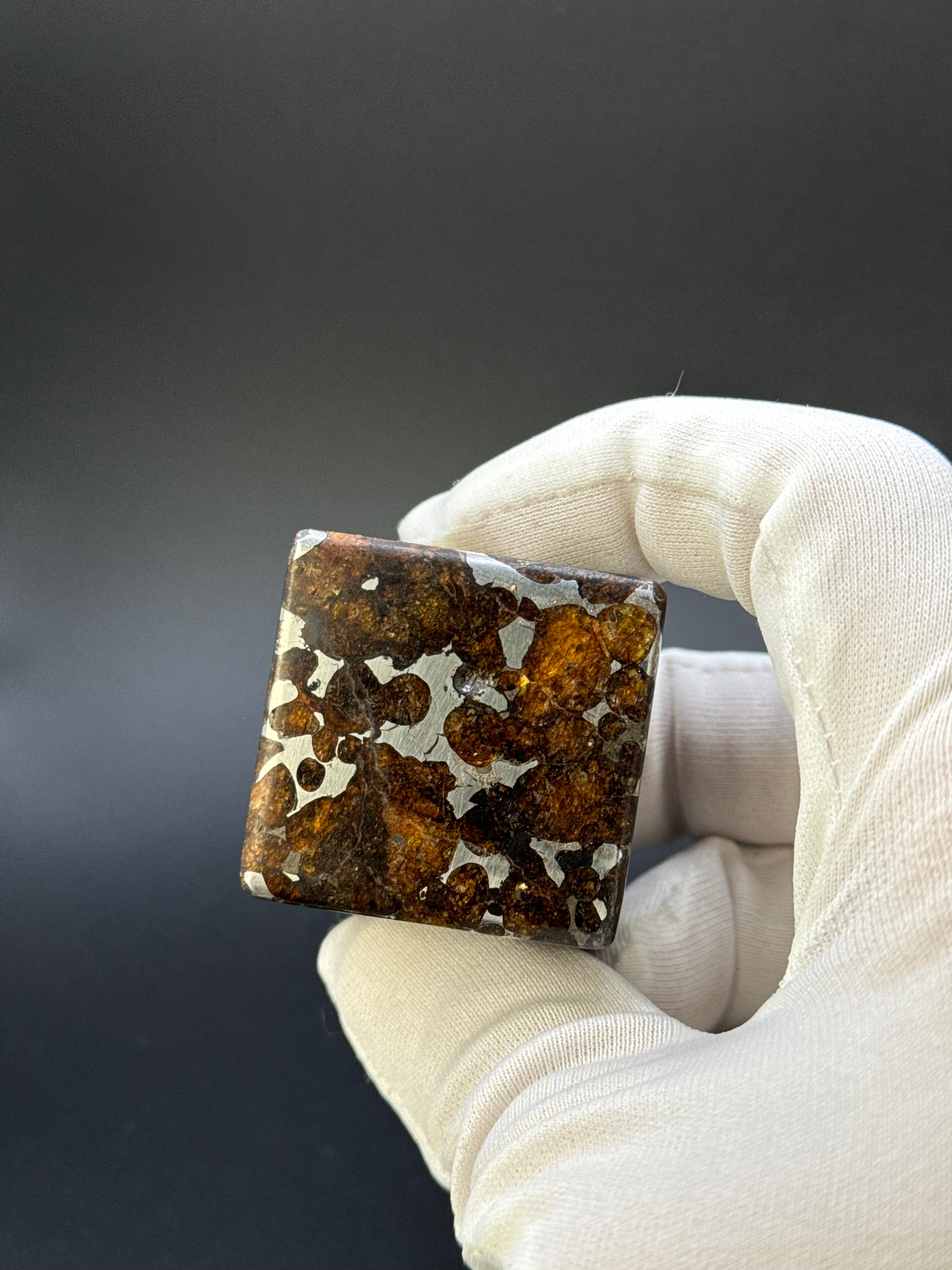 SERICHO PALLASITE METEORITE CUBE, KENYA. 224 GRAMS.