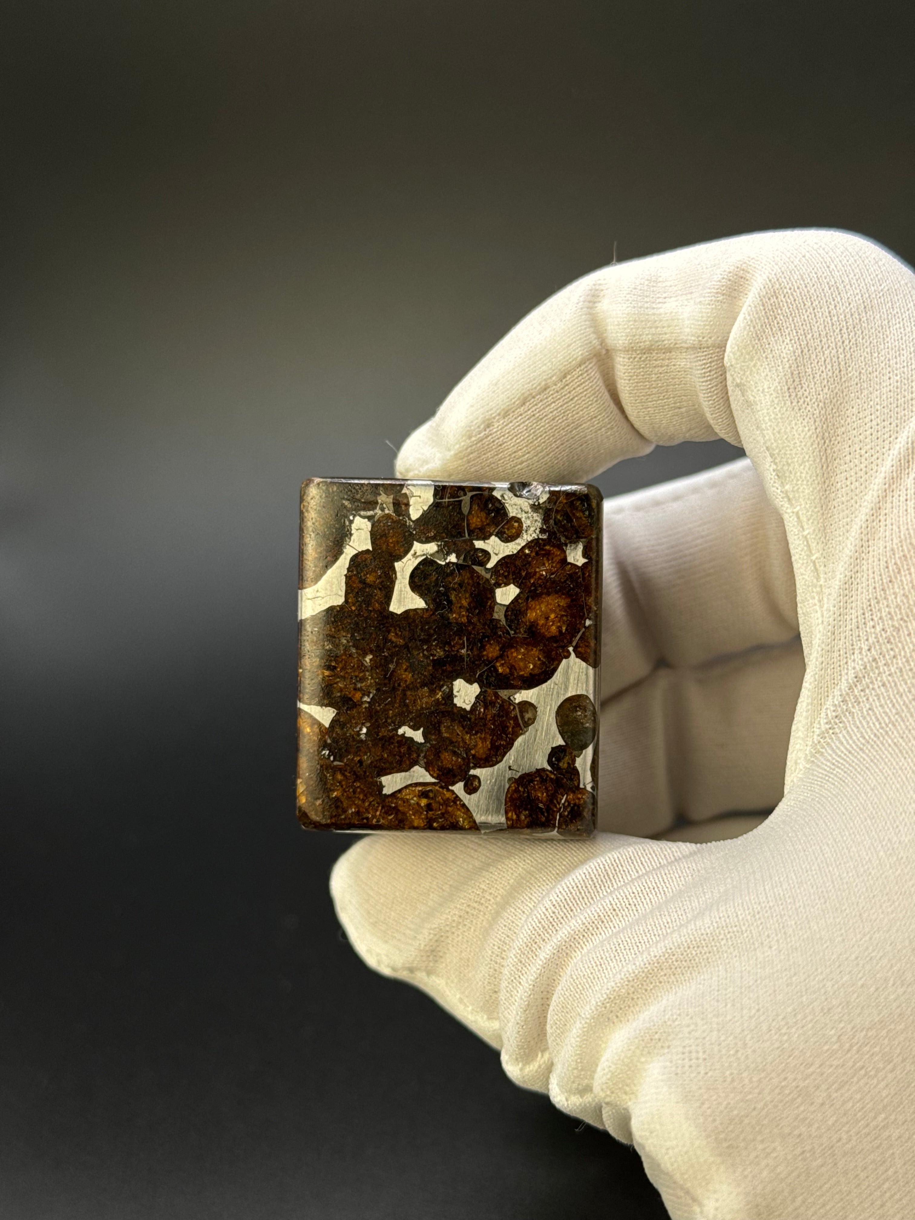 SERICHO PALLASITE METEORITE CUBE, KENYA. 178 GRAMS.