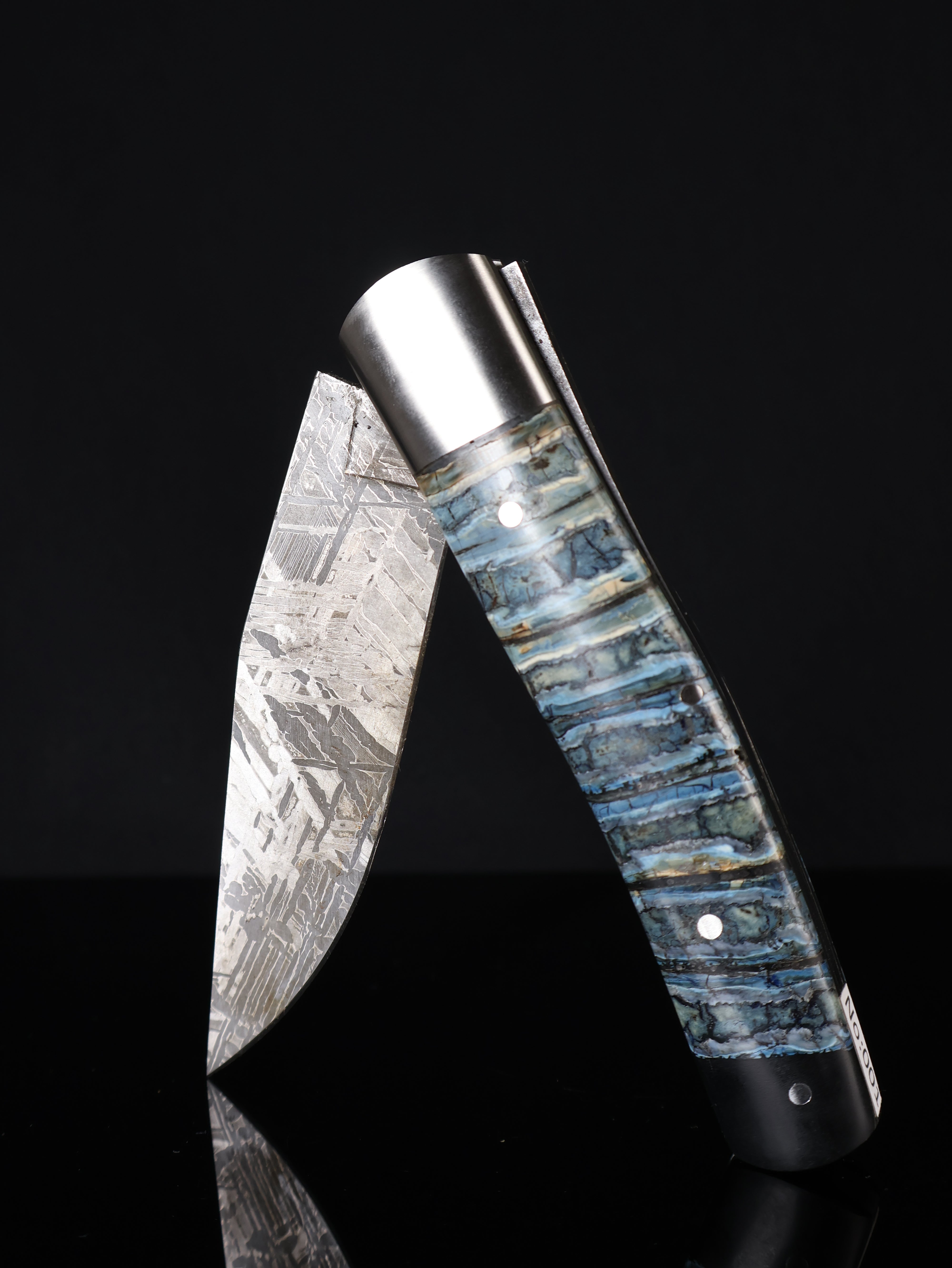 Aletai Meteorite Folding Knife with Woolly Mammoth Fossil Ivory Handle