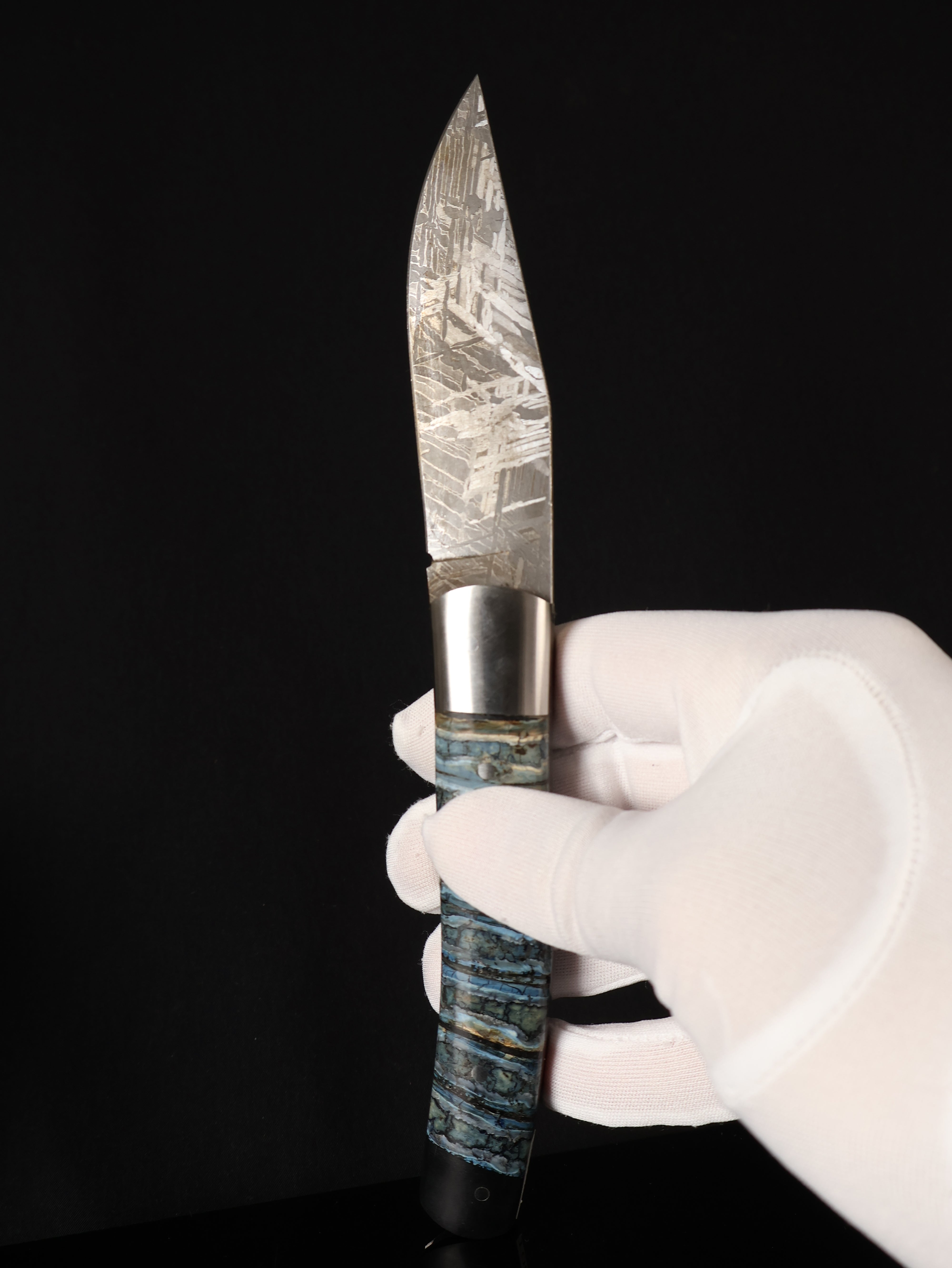 Aletai Meteorite Folding Knife with Woolly Mammoth Fossil Ivory Handle