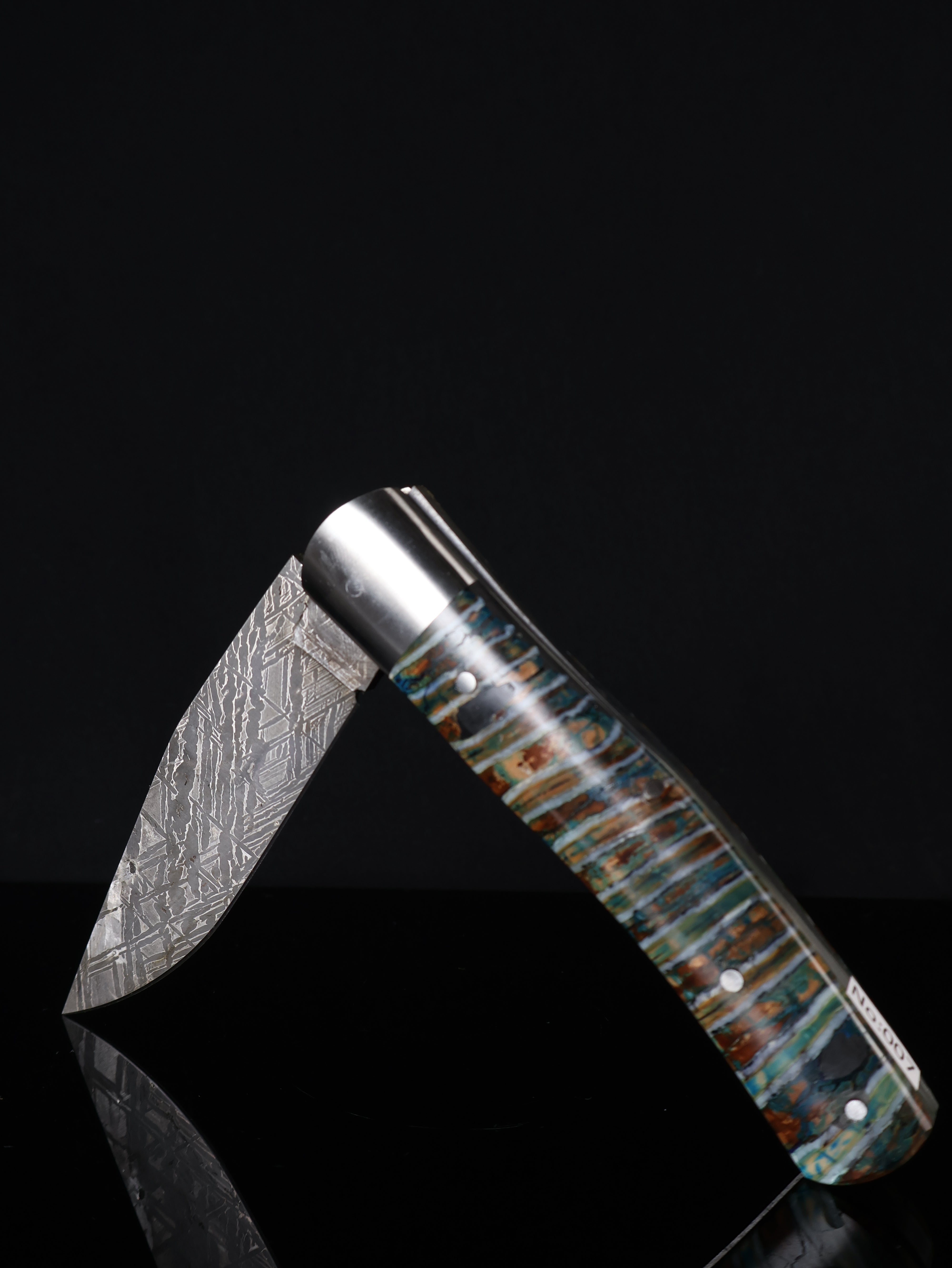 Aletai Meteorite Folding Knife with Woolly Mammoth Fossil Ivory Handle