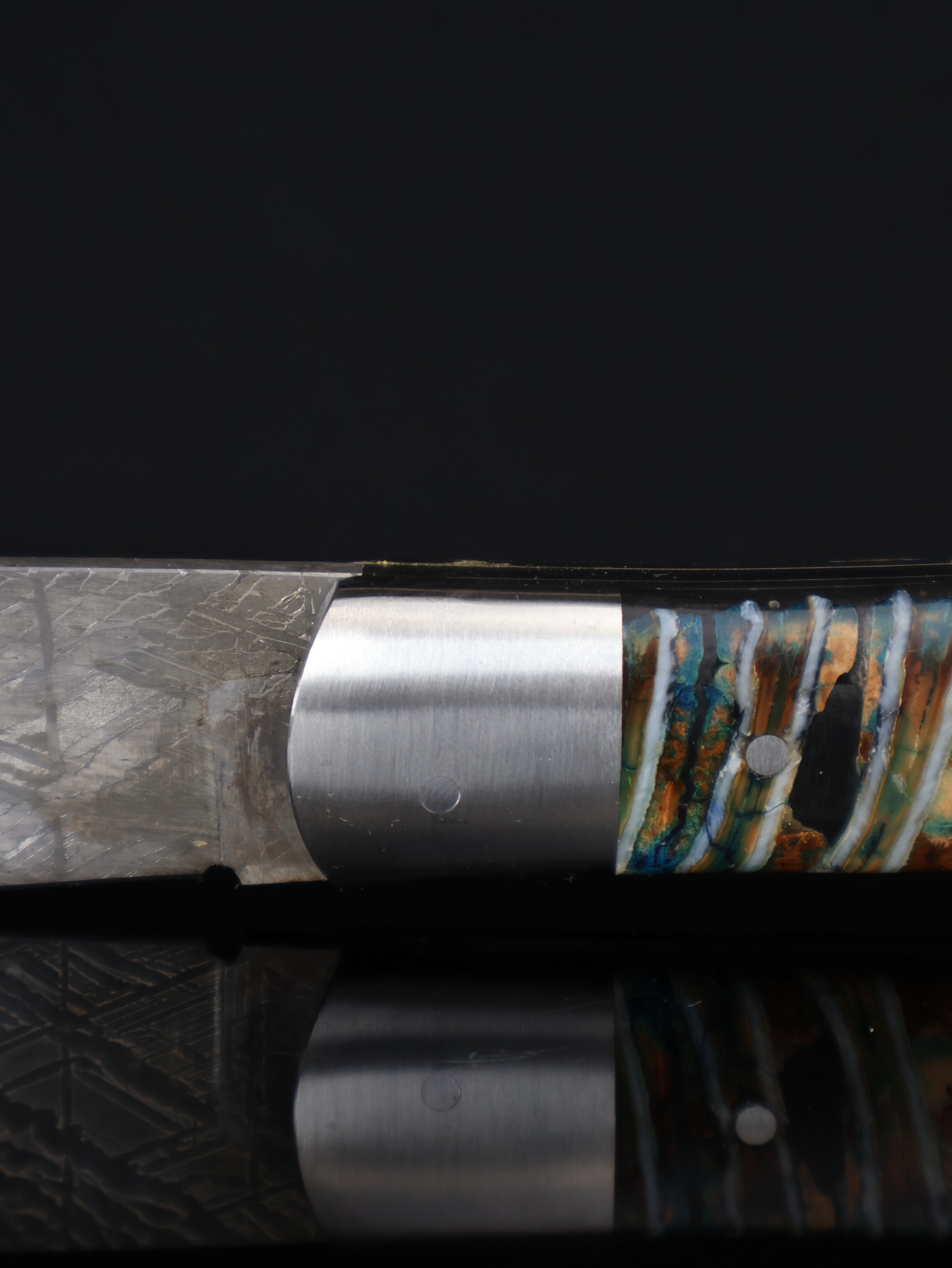 Aletai Meteorite Folding Knife with Woolly Mammoth Fossil Ivory Handle