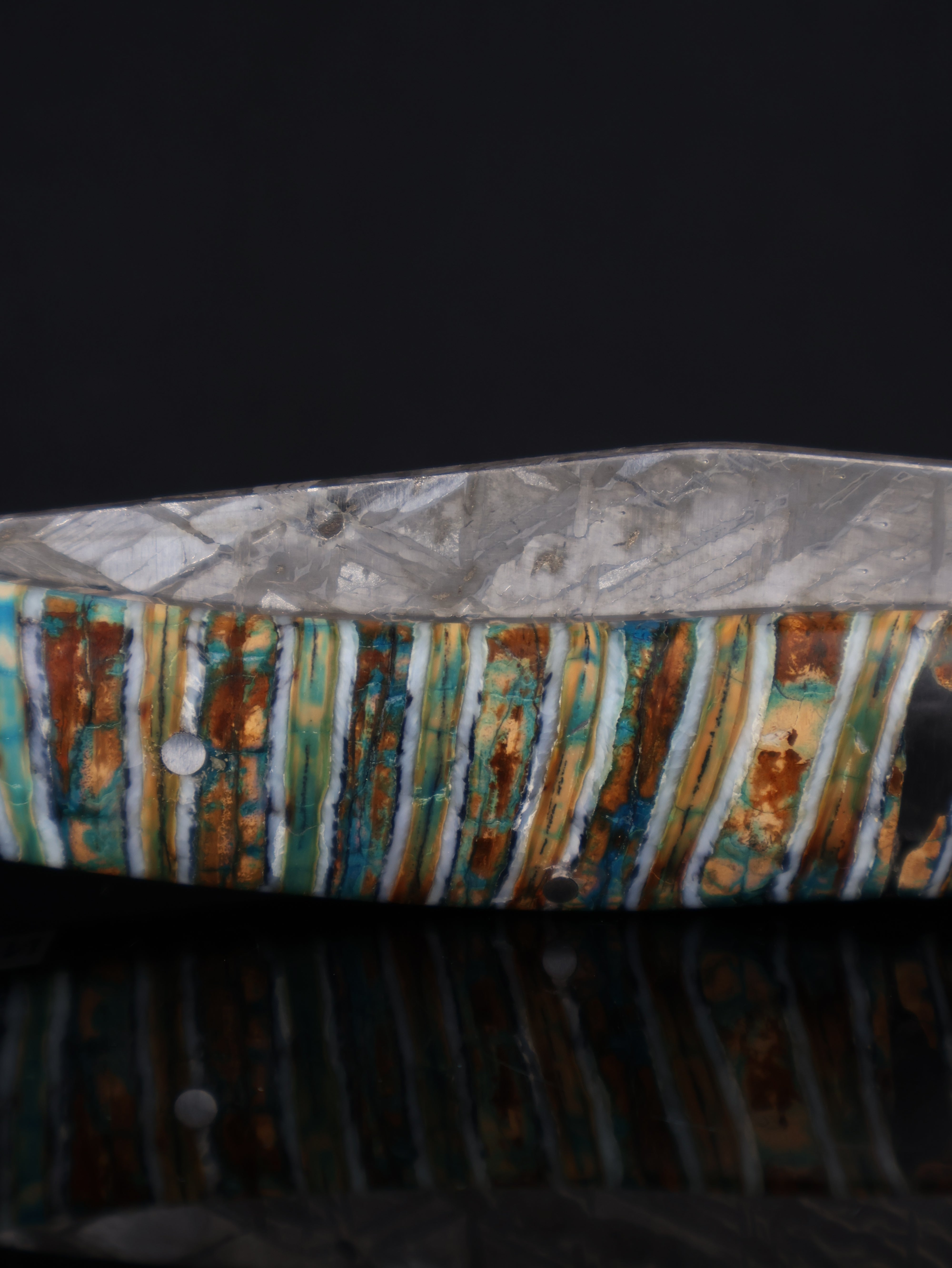 Aletai Meteorite Folding Knife with Woolly Mammoth Fossil Ivory Handle