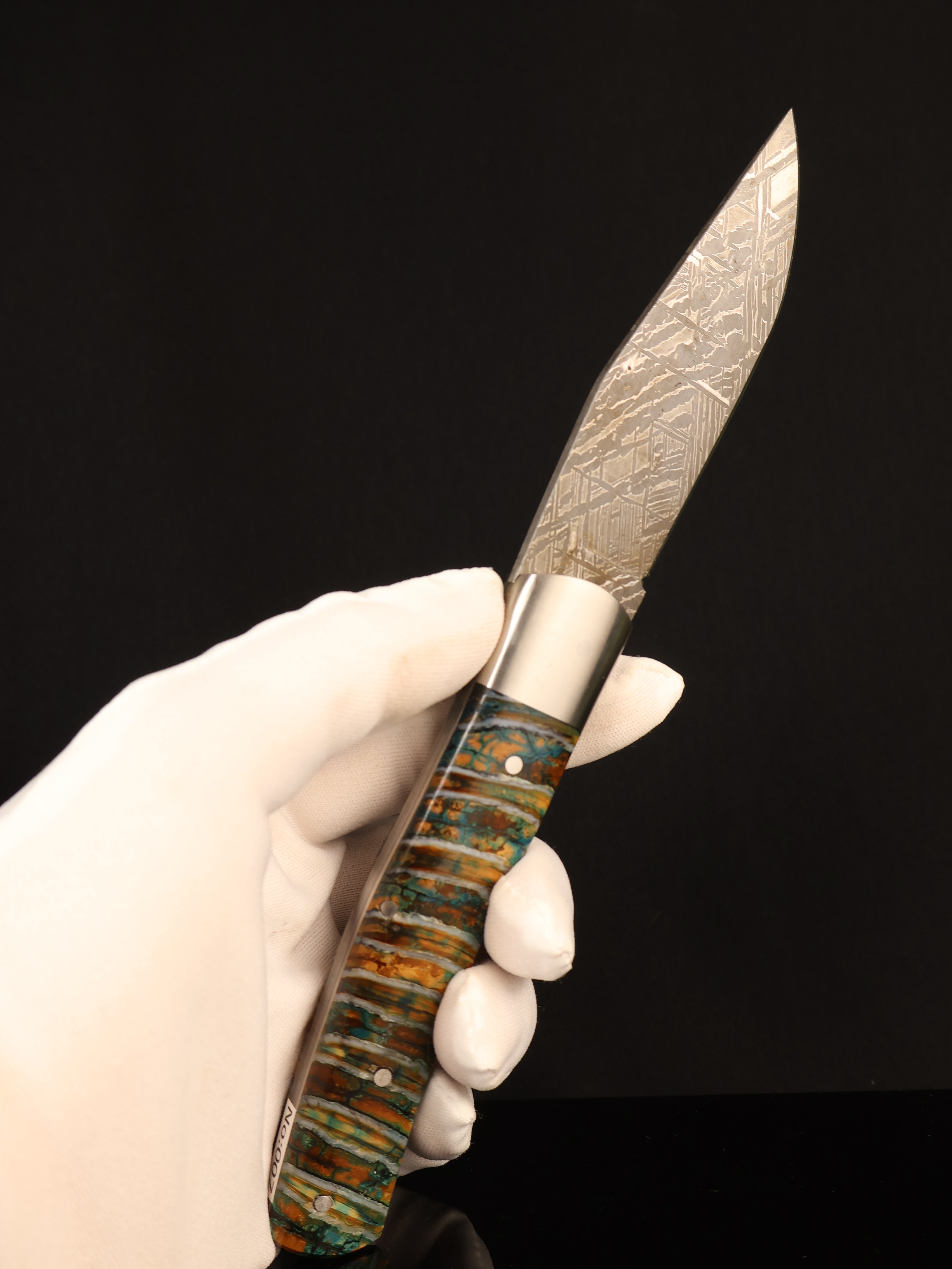 Aletai Meteorite Folding Knife with Woolly Mammoth Fossil Ivory Handle