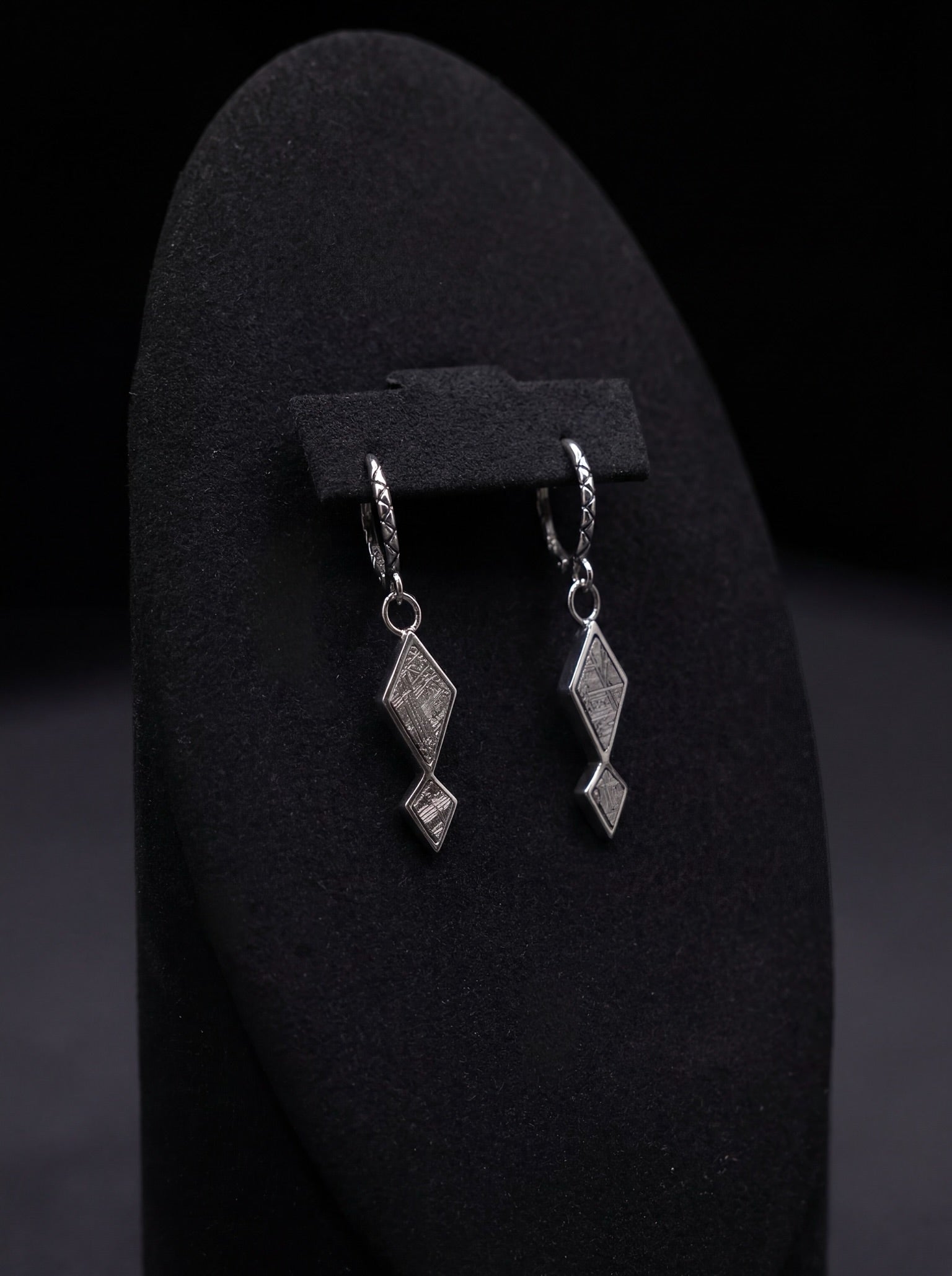 Nebula Earrings with Muonionalusta meteorite and siver 925