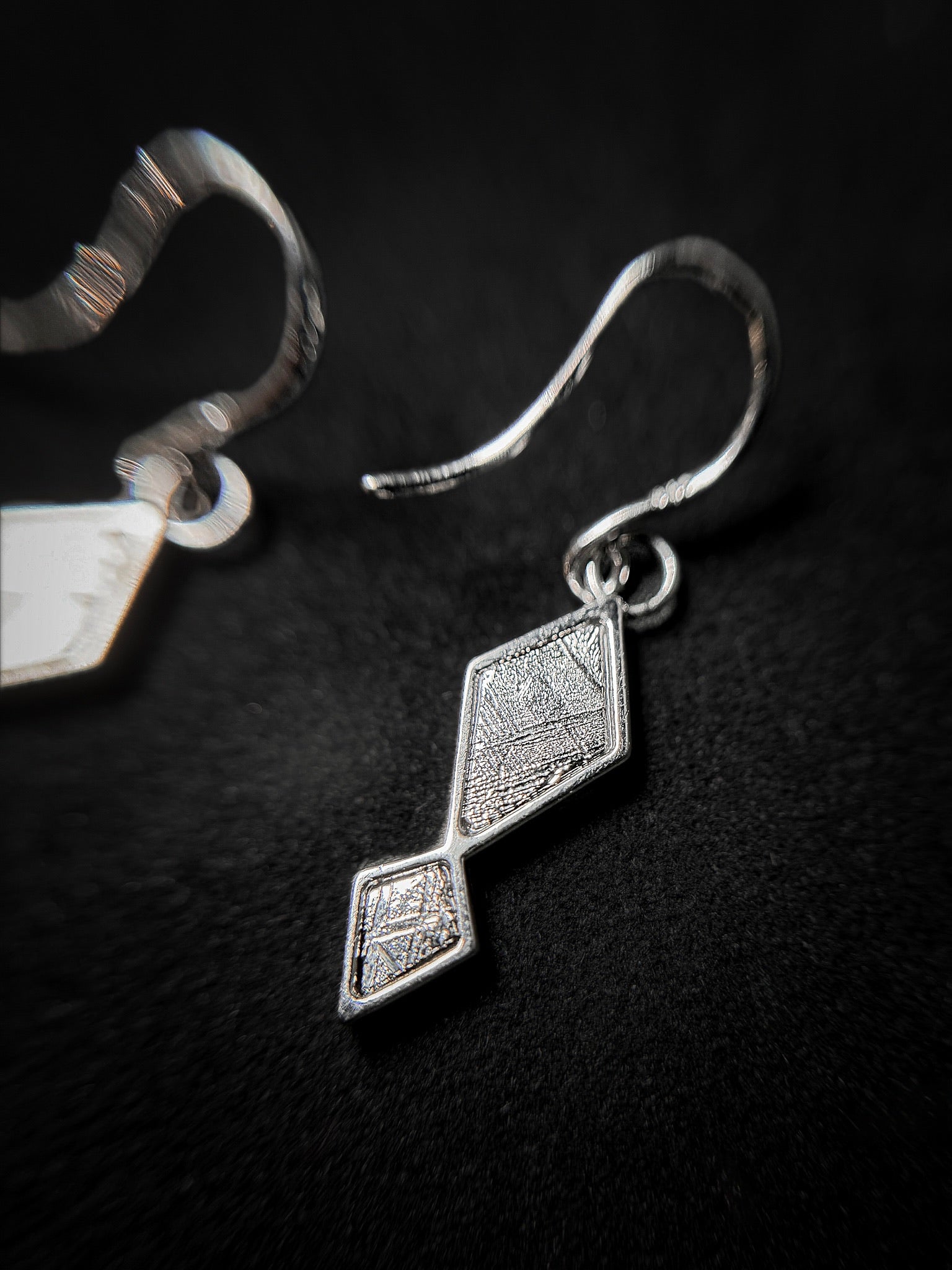 Nebula Earrings with Muonionalusta meteorite and siver 925