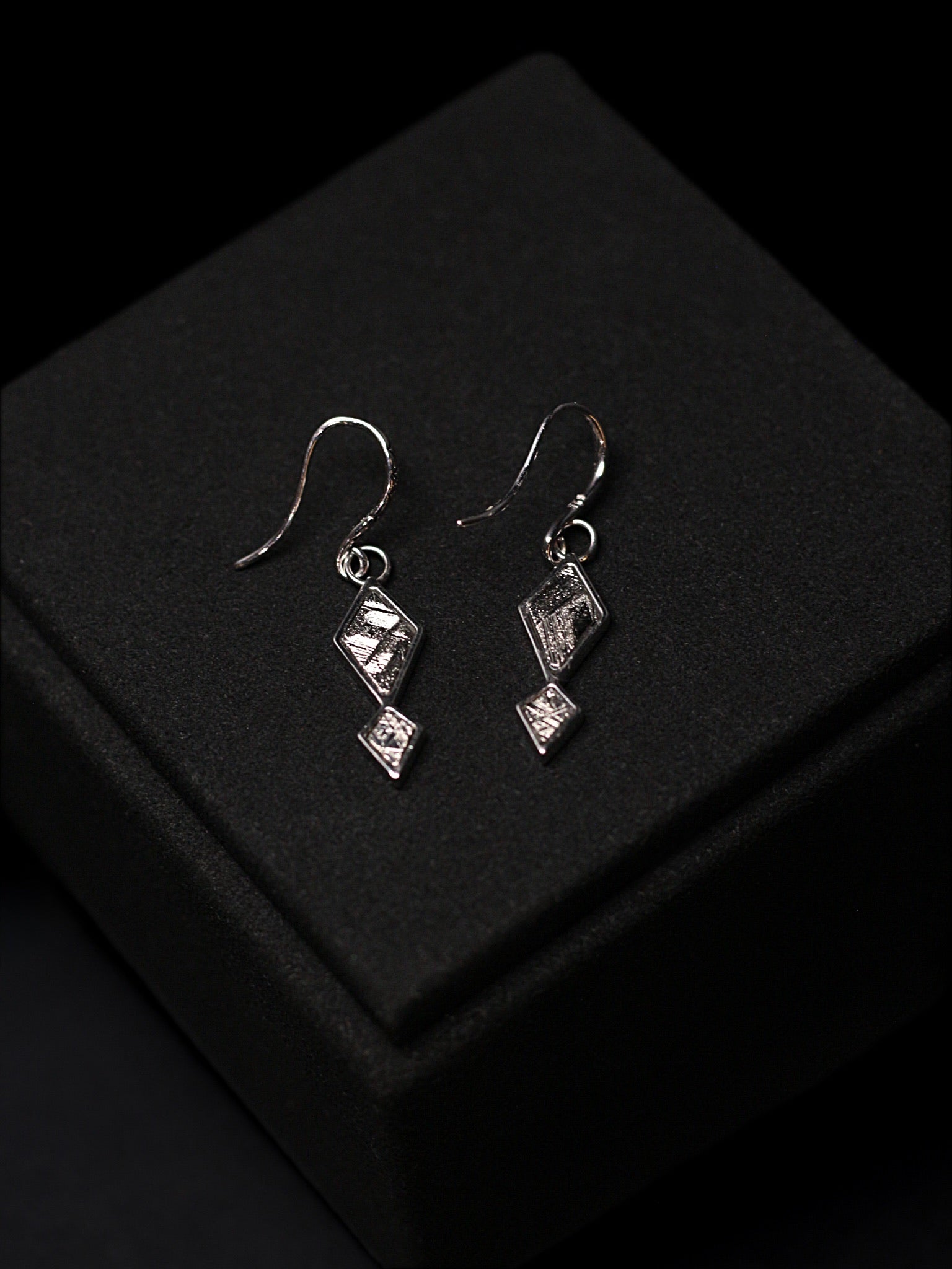 Nebula Earrings with Muonionalusta meteorite and siver 925