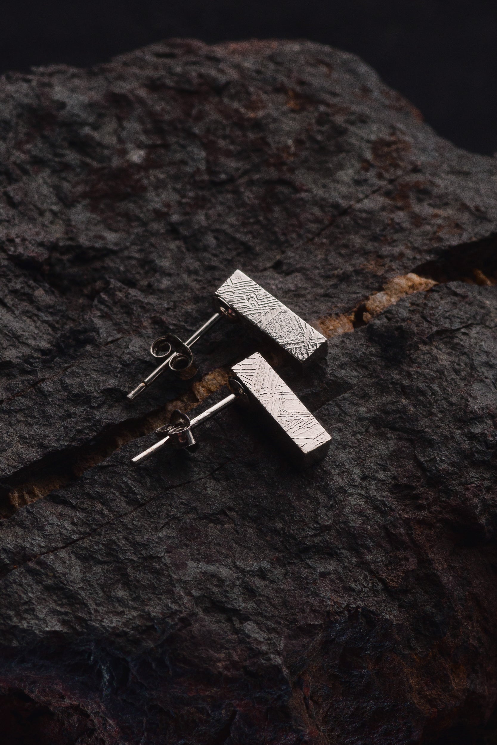 Muonionalusta meteorite Cosmic Pillars earrings