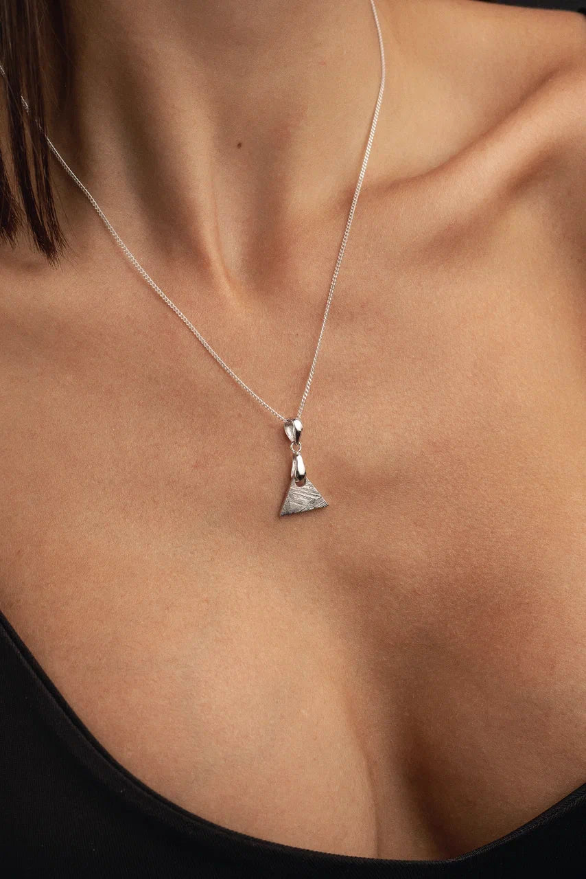 Muonionalusta meteorite small triangle pendant