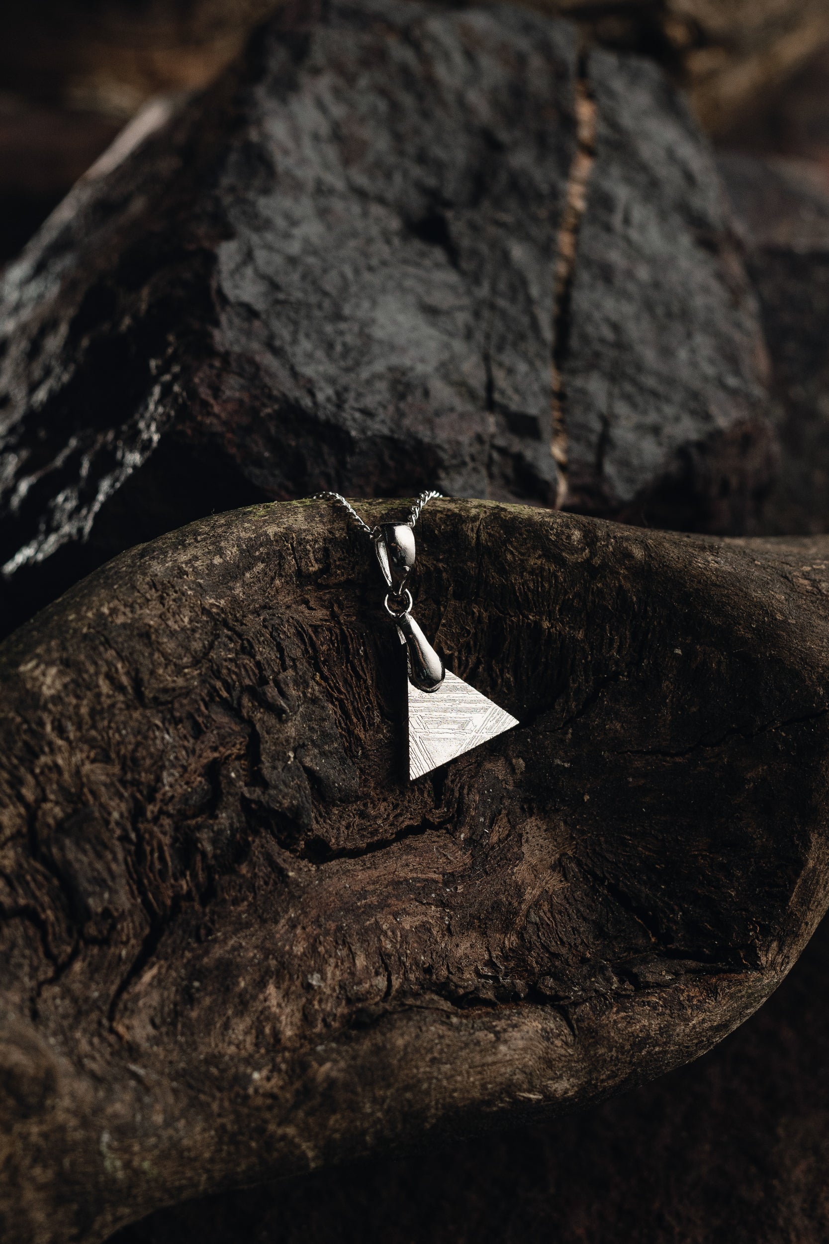 Muonionalusta meteorite small triangle pendant