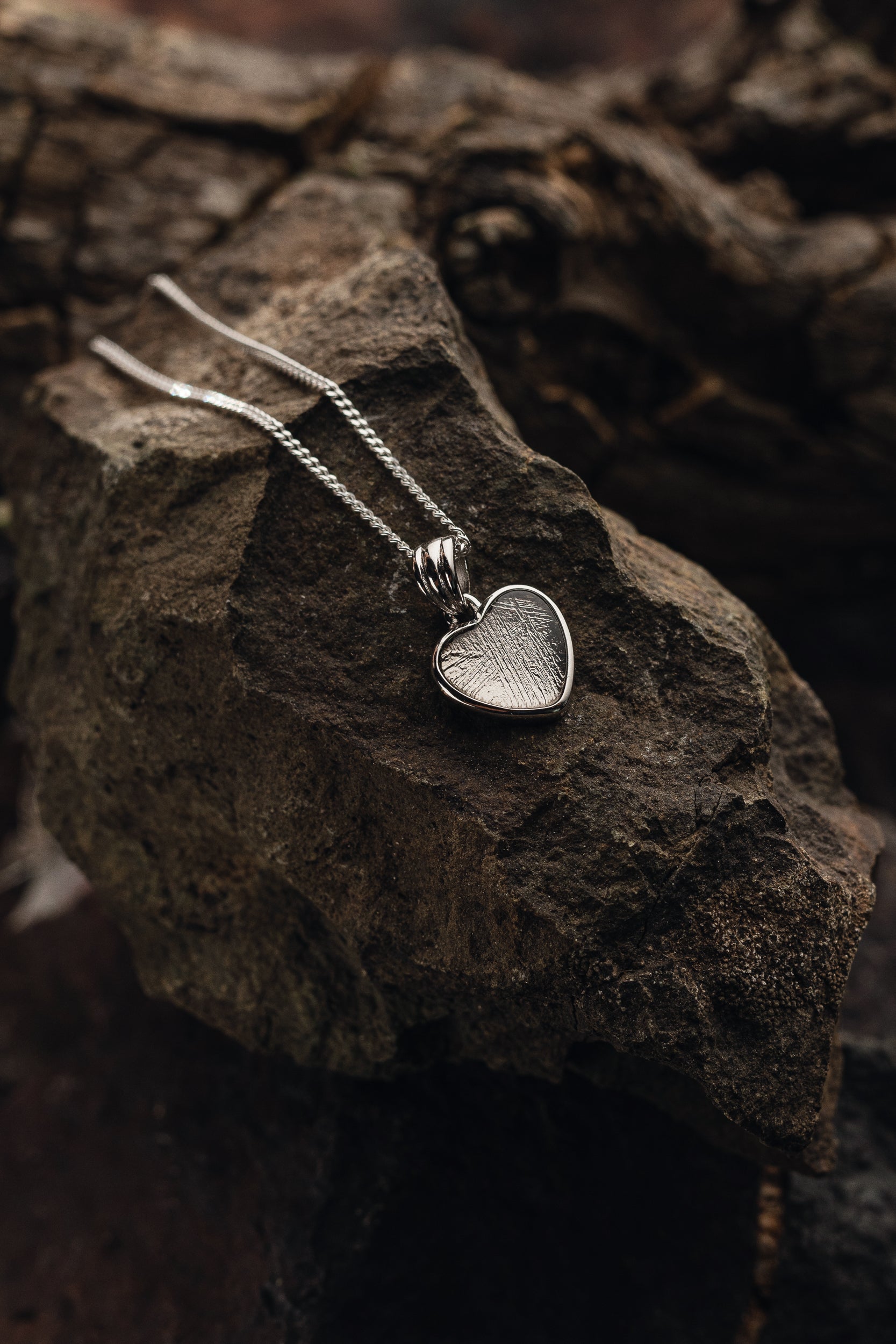 Muonionalusta Meteorite Heart pendant