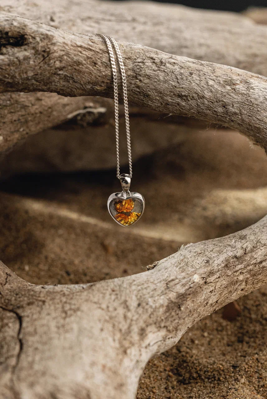 Genuine Sericho meteorite pendant in the shape of a Heart, with silver setting. Authentic meteorite jewelry