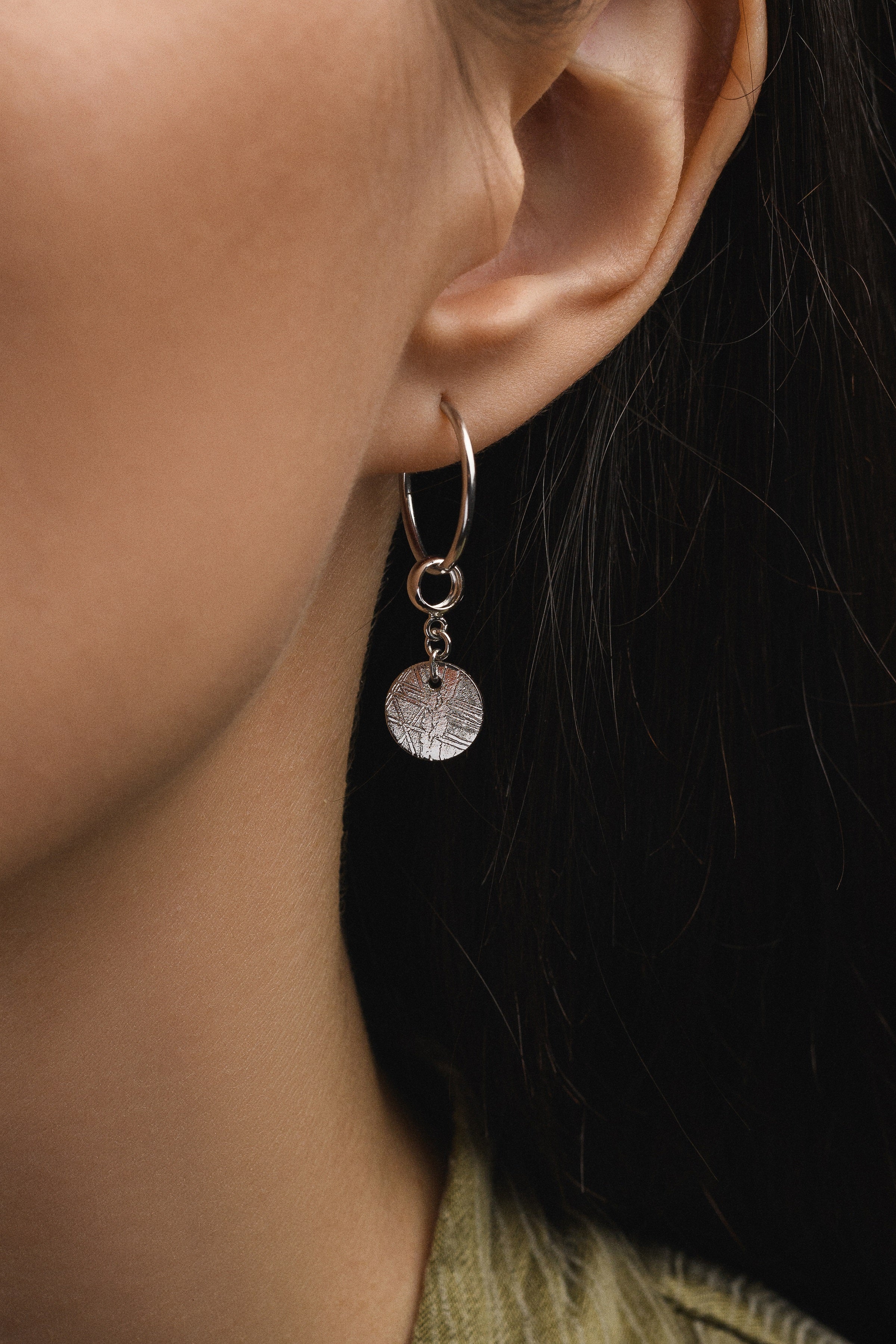 Muonionalusta meteorite disc earrings