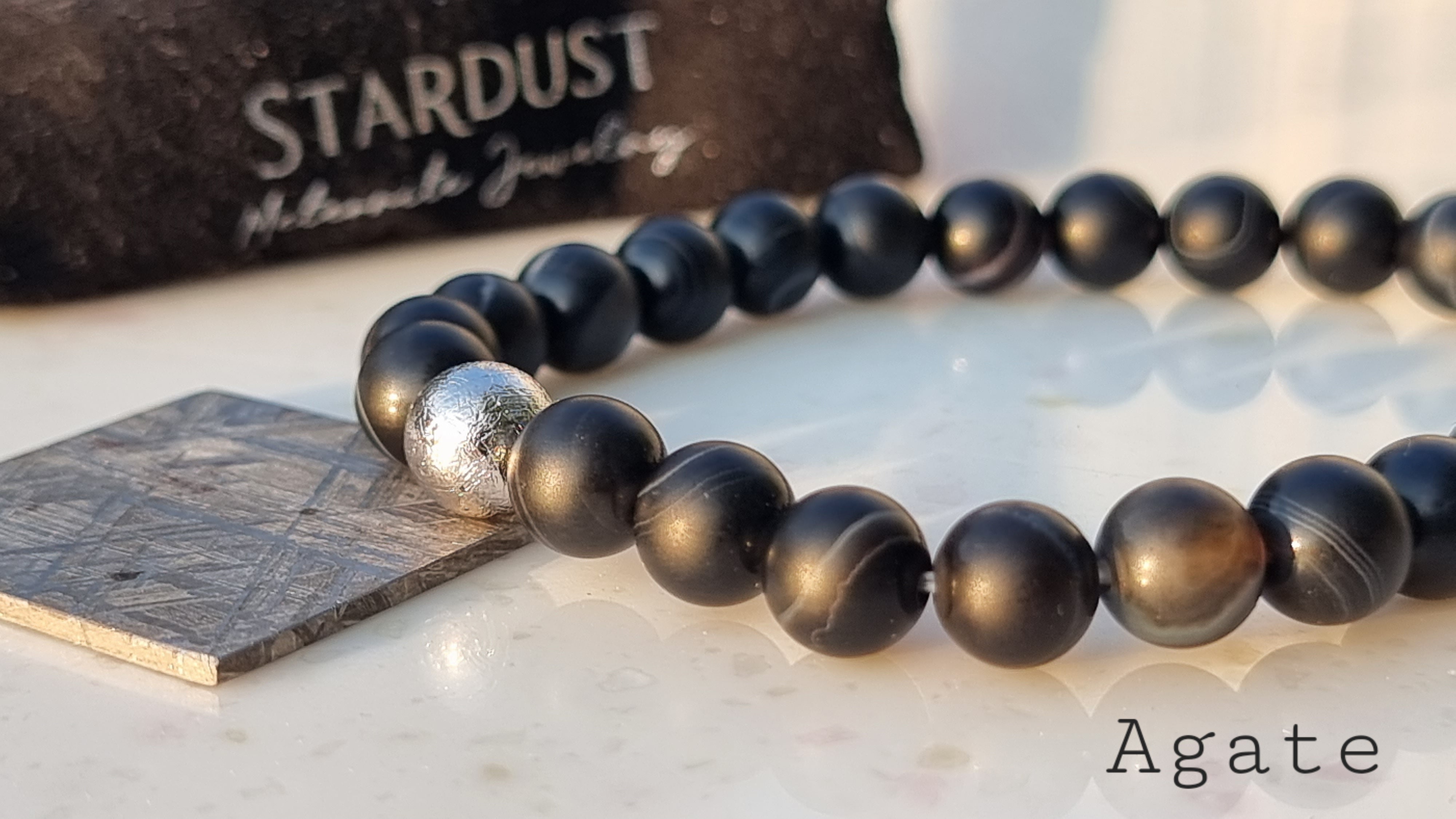 Muonionalusta meteorite bead bracelet with natural stones