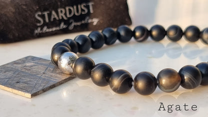 Muonionalusta meteorite bead bracelet with natural stones