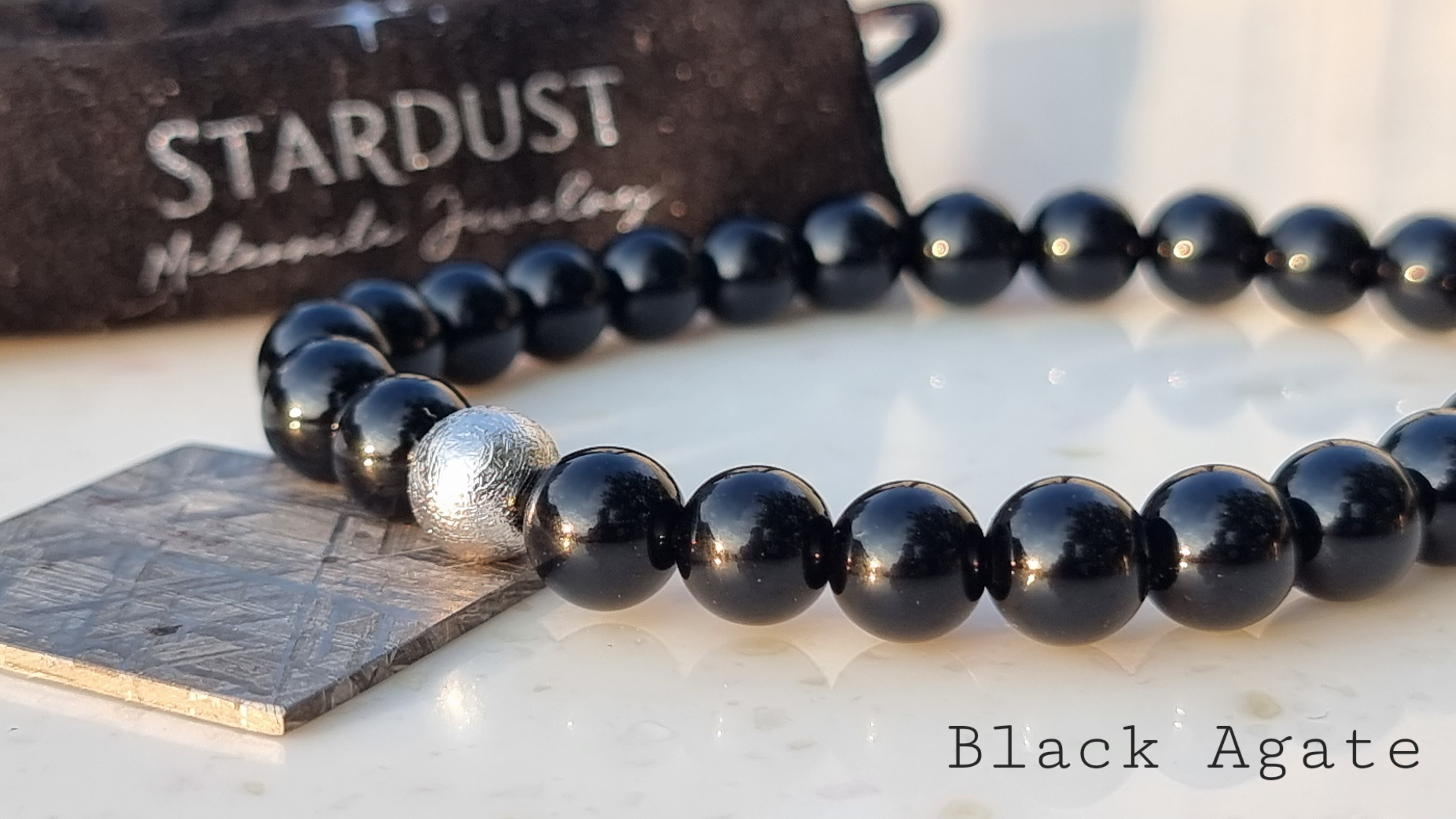 Muonionalusta meteorite bead bracelet with natural stones