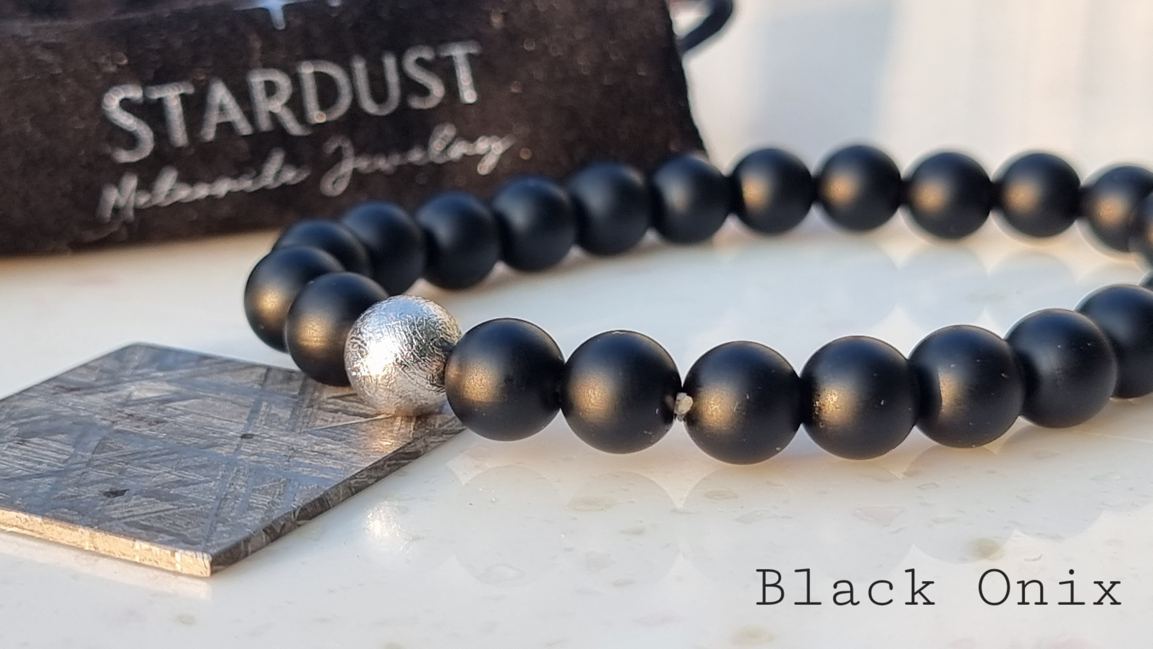 Muonionalusta meteorite bead bracelet with natural stones
