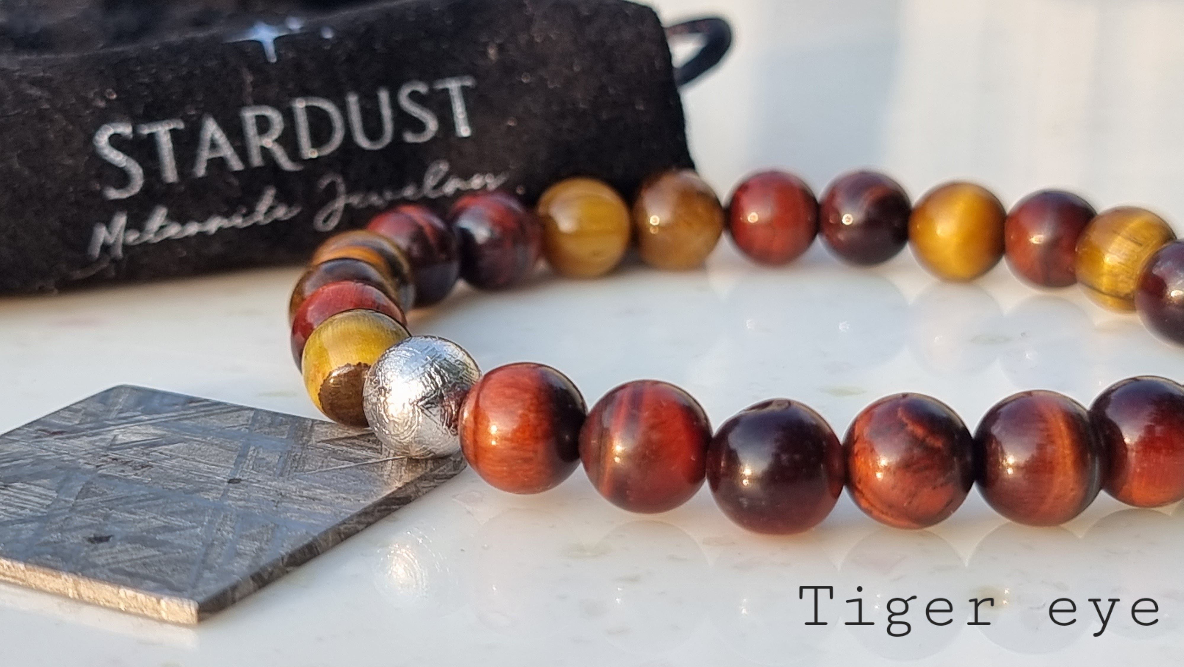 Muonionalusta meteorite bead bracelet with natural stones