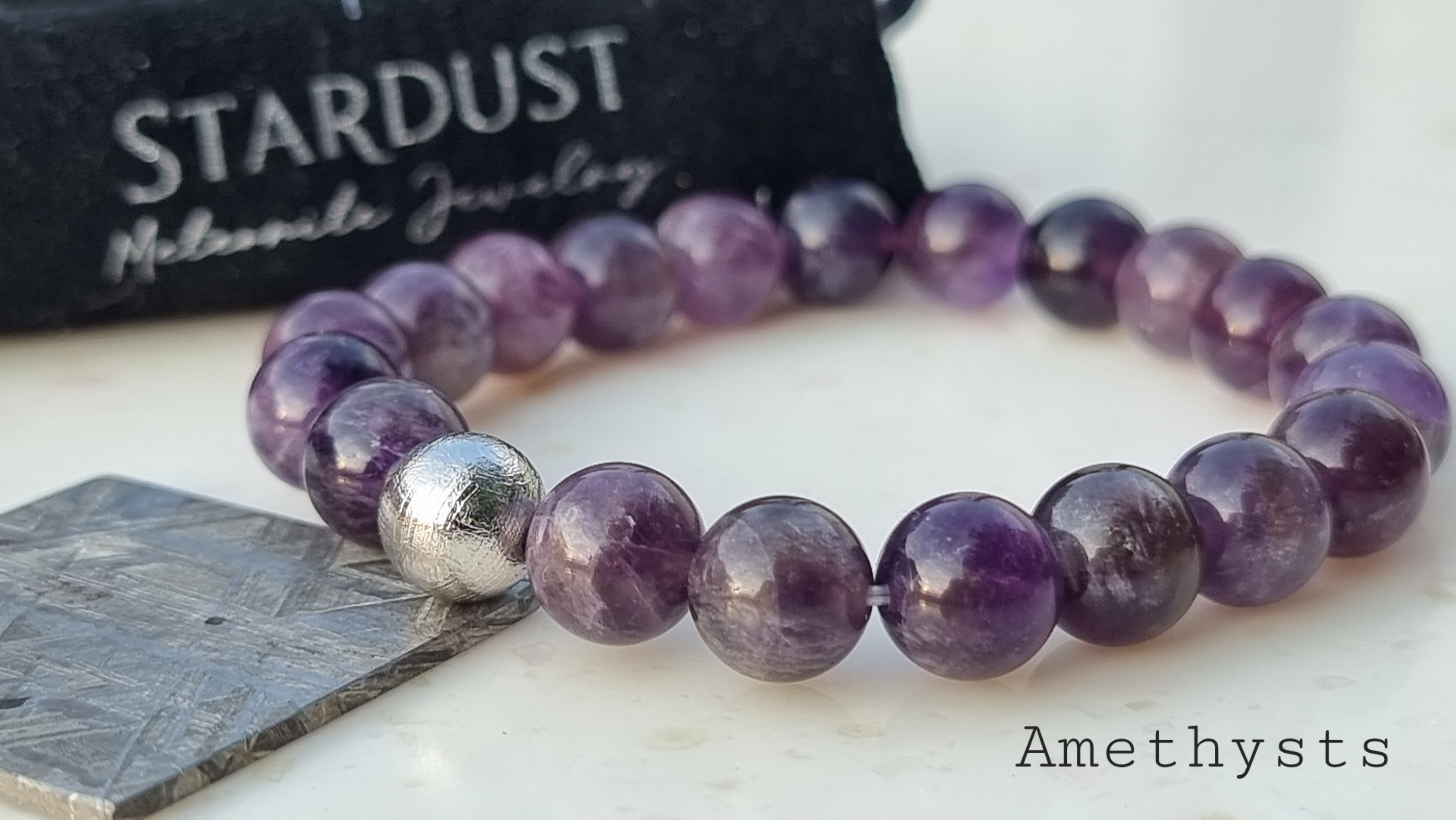 Muonionalusta meteorite bead bracelet with natural stones