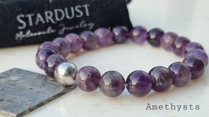 Muonionalusta meteorite bead bracelet with natural stones