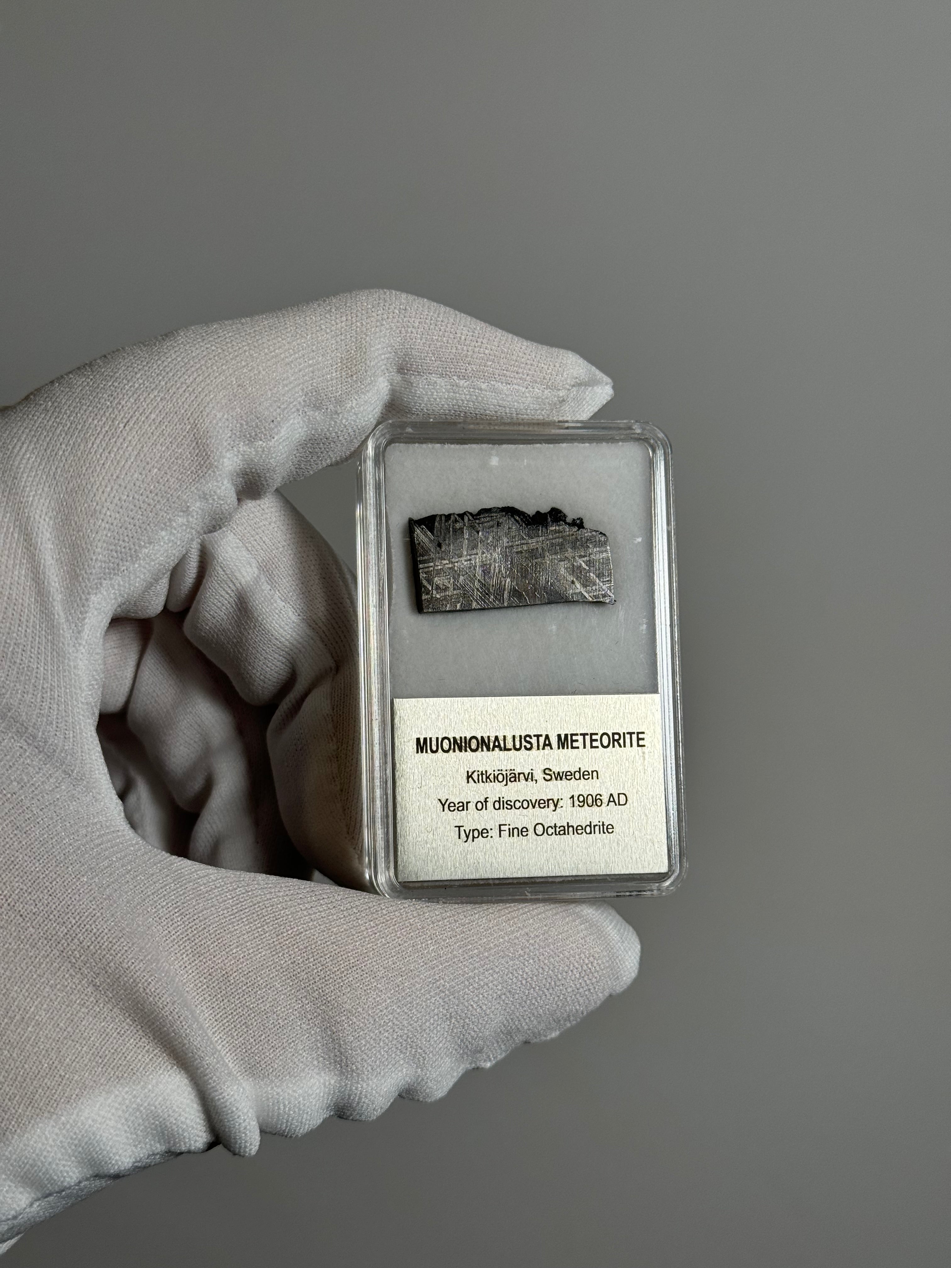 MUONIONALUSTA METEORITE IN DISPLAY BOX. 6 GRAMS.