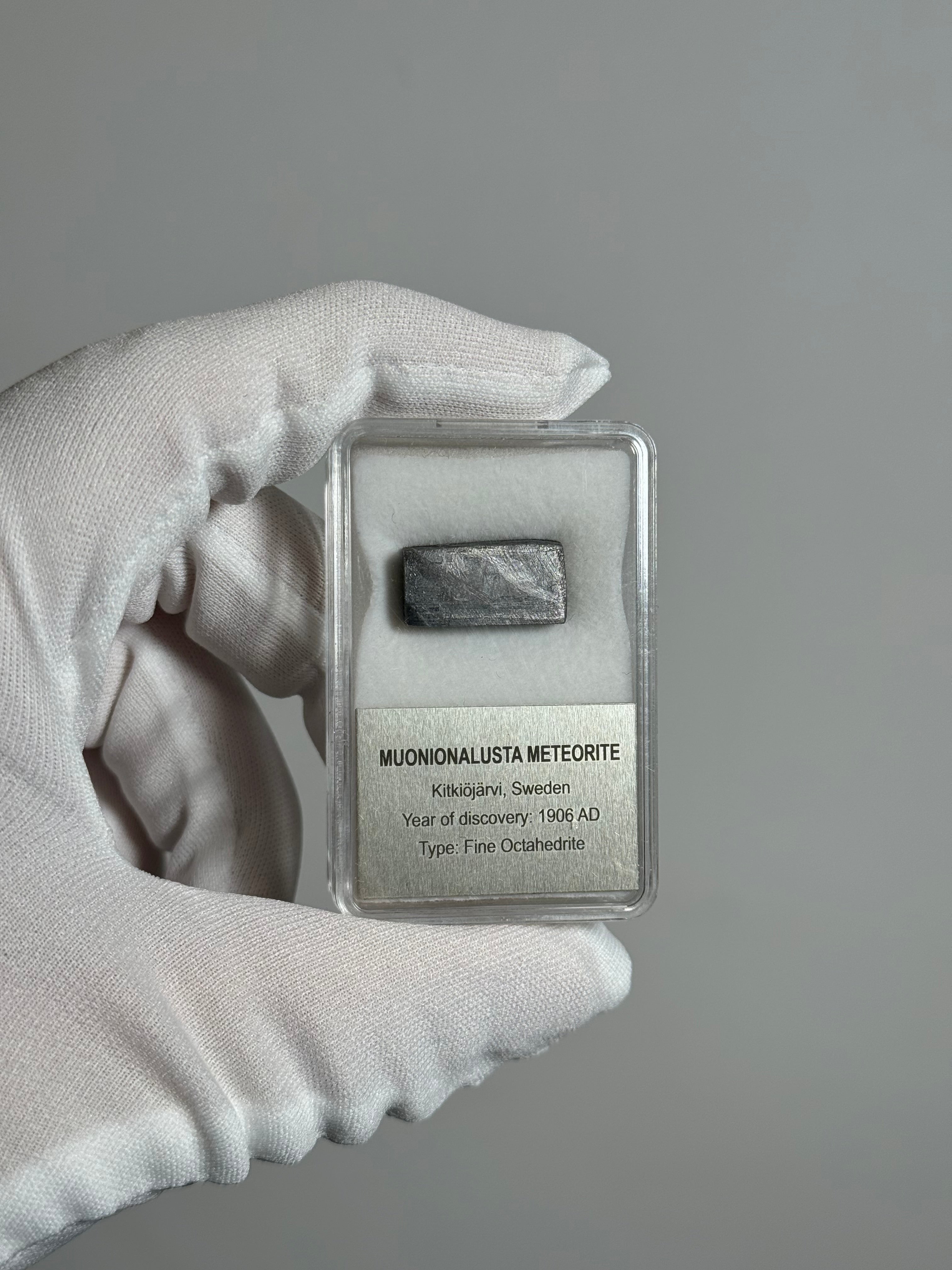 MUONIONALUSTA METEORITE IN DISPLAY BOX. 9,5 GRAMS