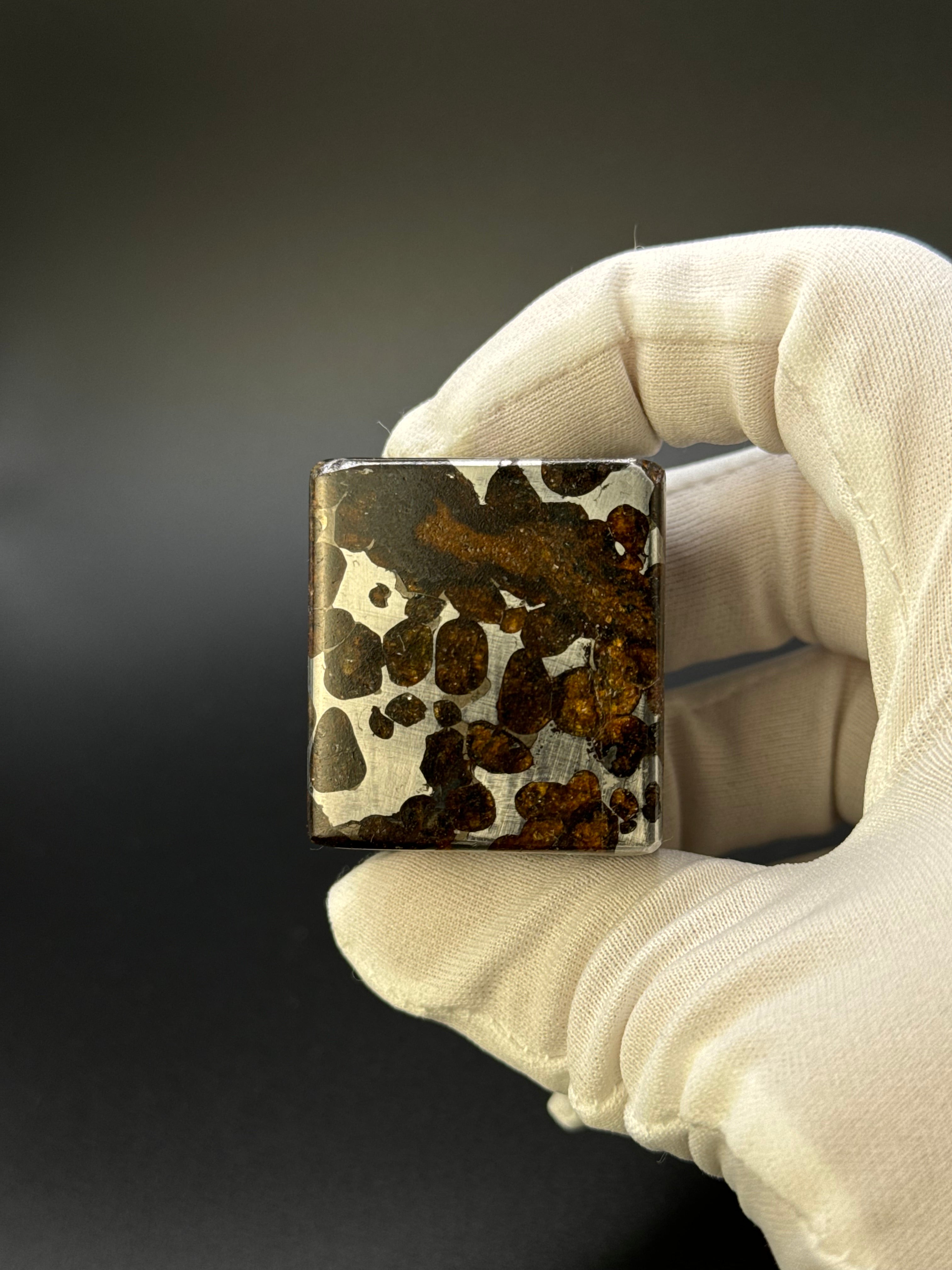 SERICHO PALLASITE METEORITE CUBE, KENYA. 178 GRAMS.