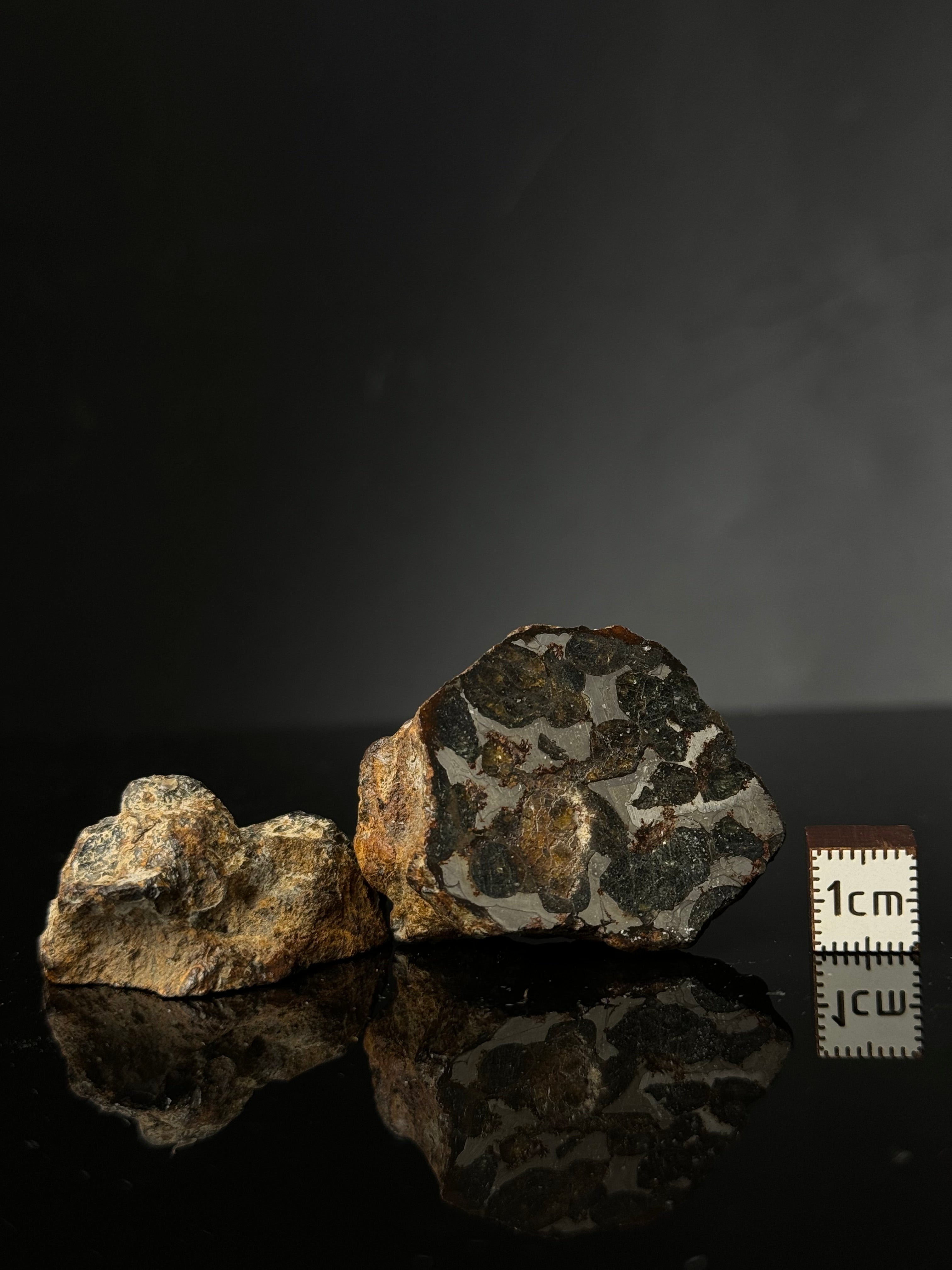 FULL SERICHO METEORITE FROM KENYA, IN TWO HALVES. TOTAL WEIGHT: 99,10 GRAMS.