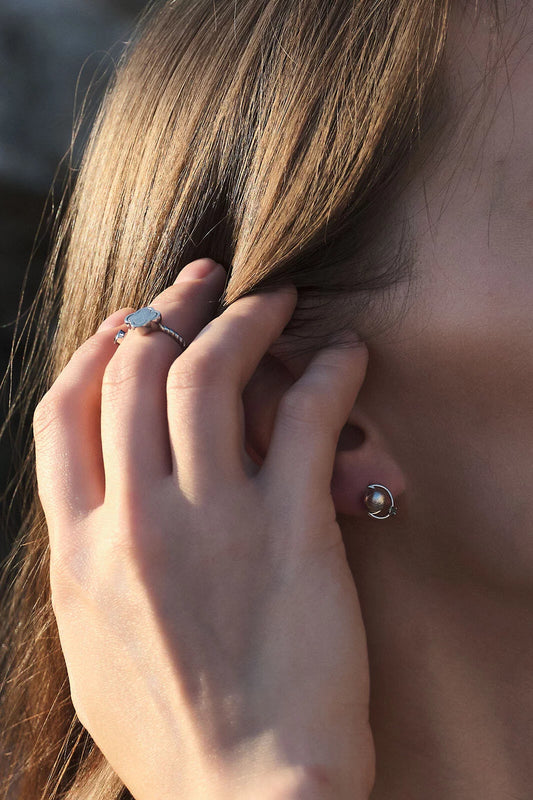 New Moon Muonionalusta Meteorite earrings