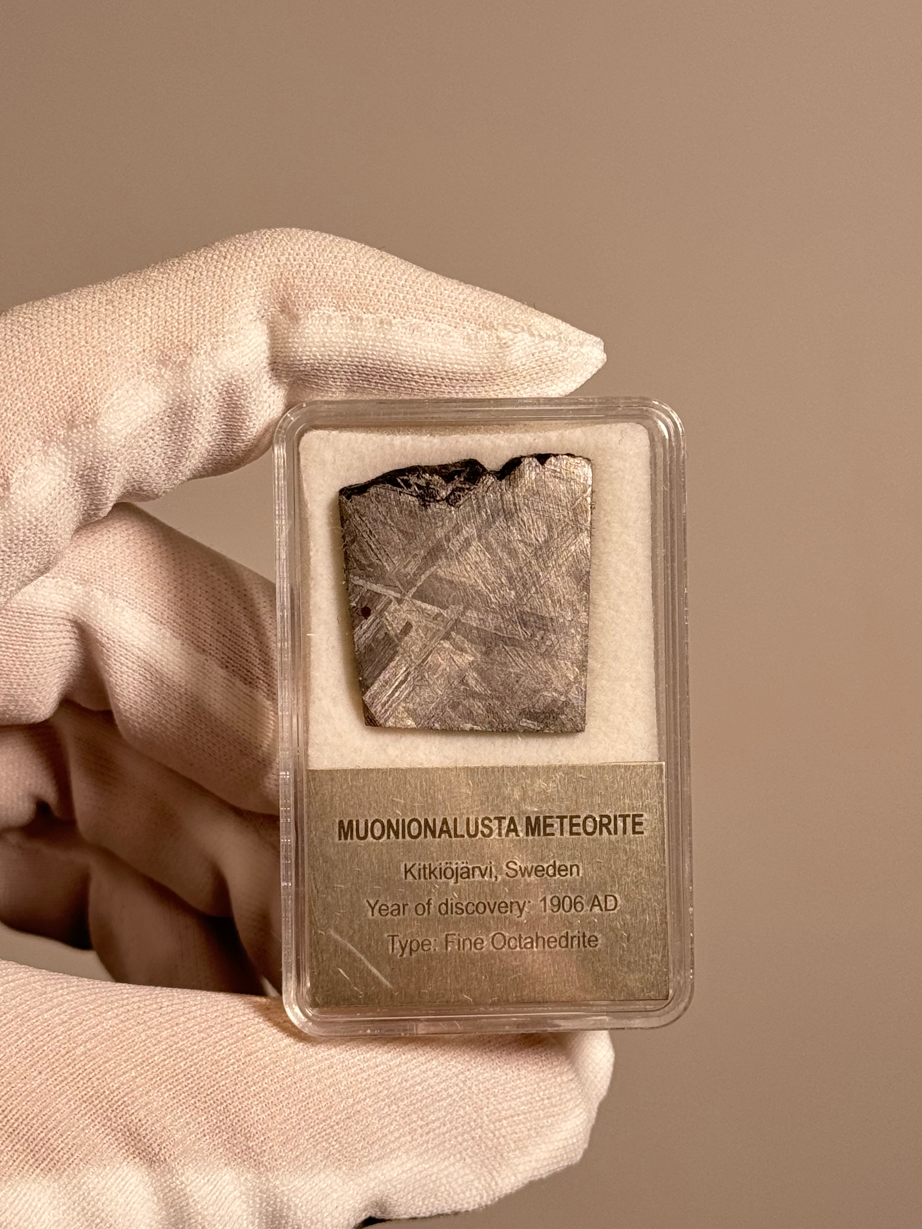 MUONIONALUSTA METEORITE IN DISPLAY BOX. 13,11 GRAMS