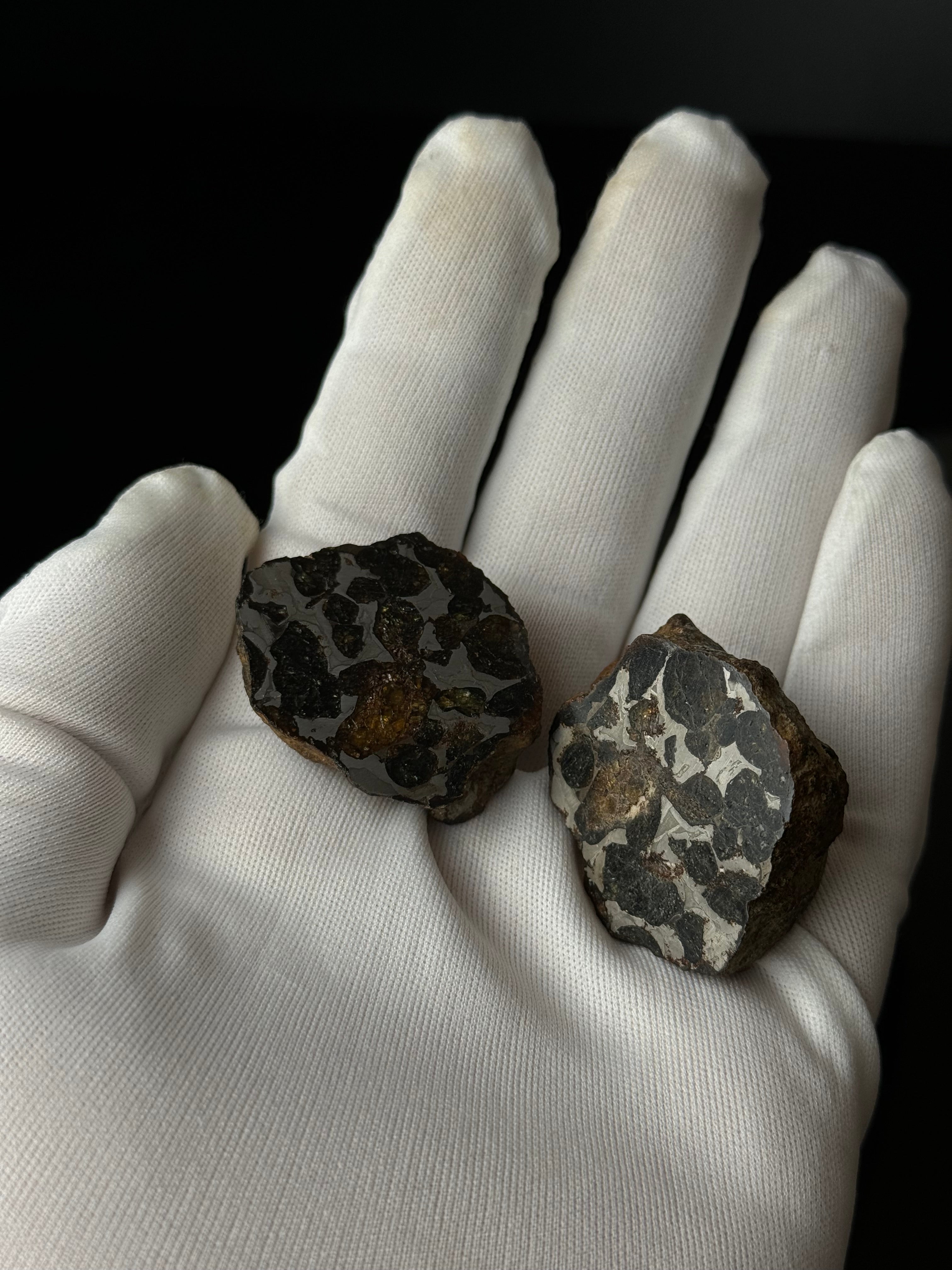 FULL SERICHO METEORITE FROM KENYA, IN TWO HALVES. TOTAL WEIGHT: 99,10 GRAMS.