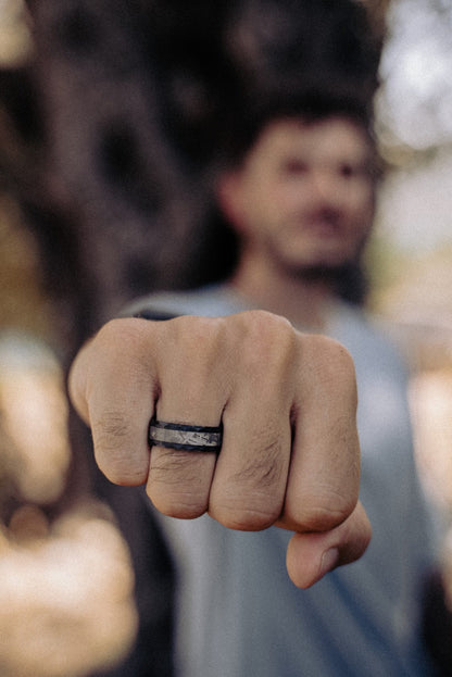Black Zirconium and Muonionalusta Meteorite ring