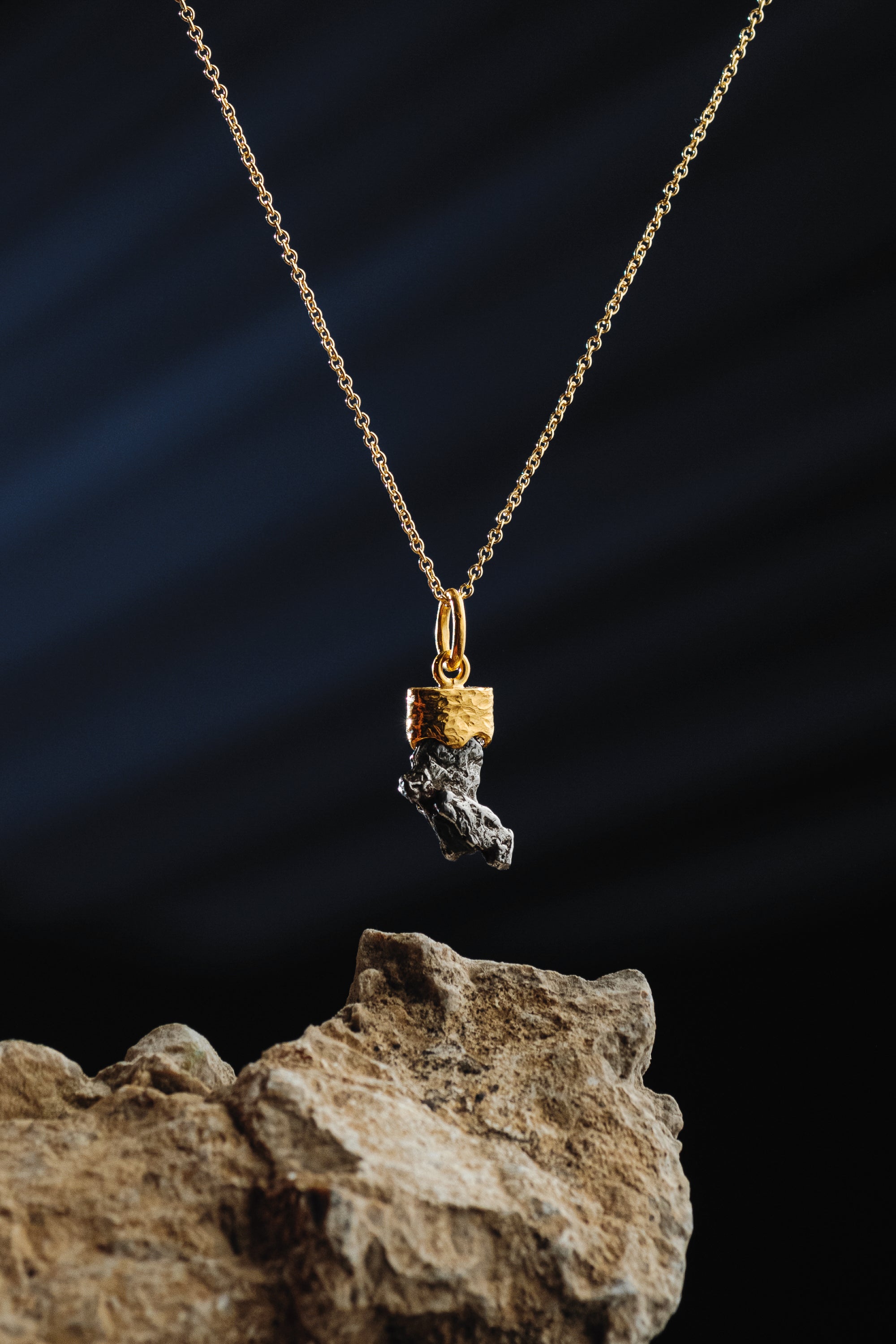 CAMPO DEL CIELO METEORITE, PENDANT, 18K GOLD PLATED