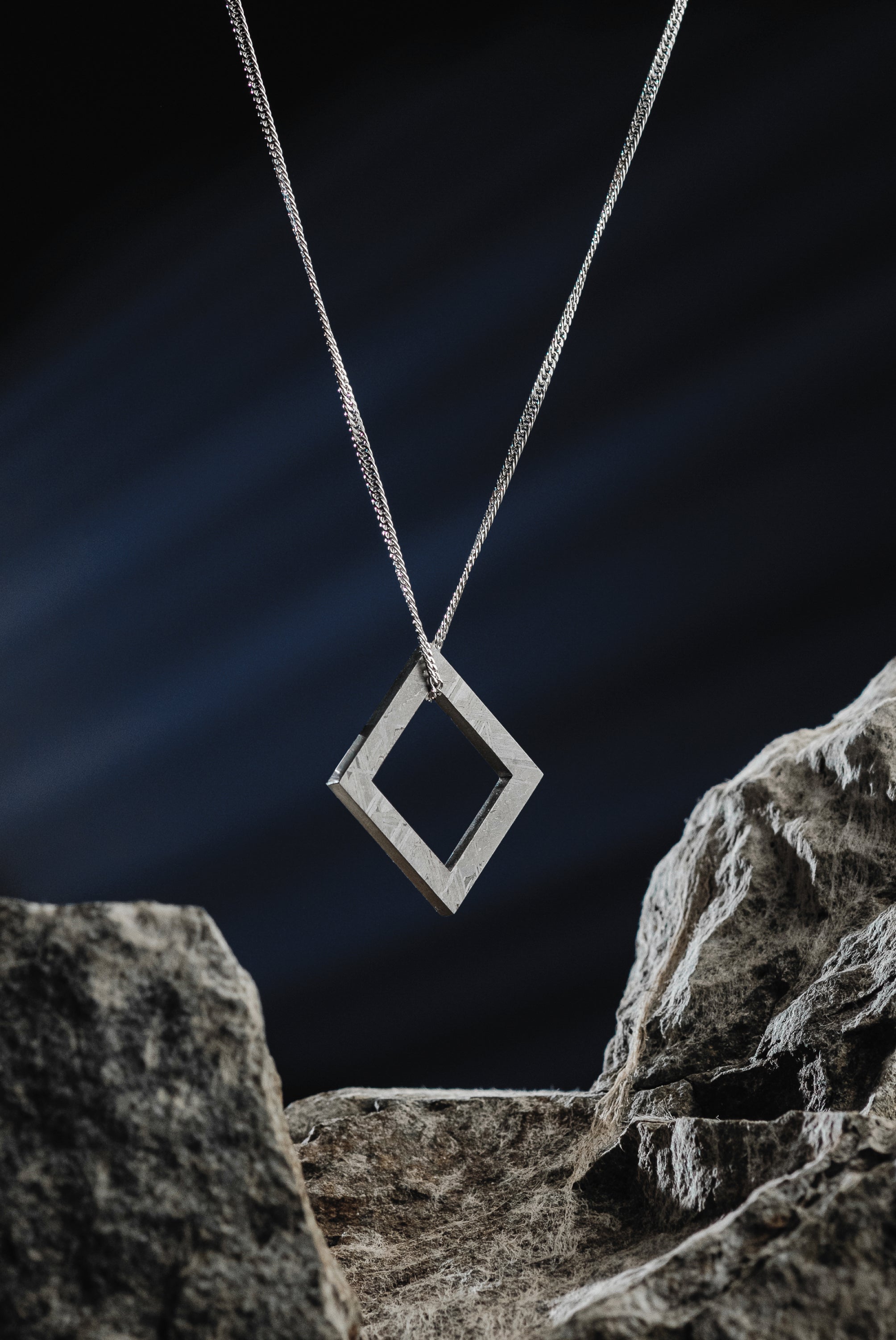 MUONIONALUSTA METEORITE SQUARE PENDANT